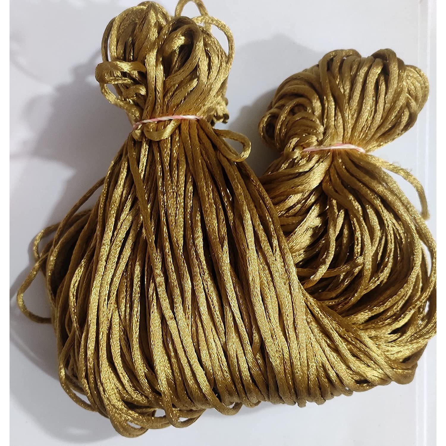 Omx 2.5 Mm Thick, Total 120 Mtr (2 Rolls, 60 Mtr In 1 Roll). Thick Malai Macrame Cord/Malai Dori/Silk Macrame, Bugtail Satin Cord Shamballa Beading Kumihimo String (Dk Biege)