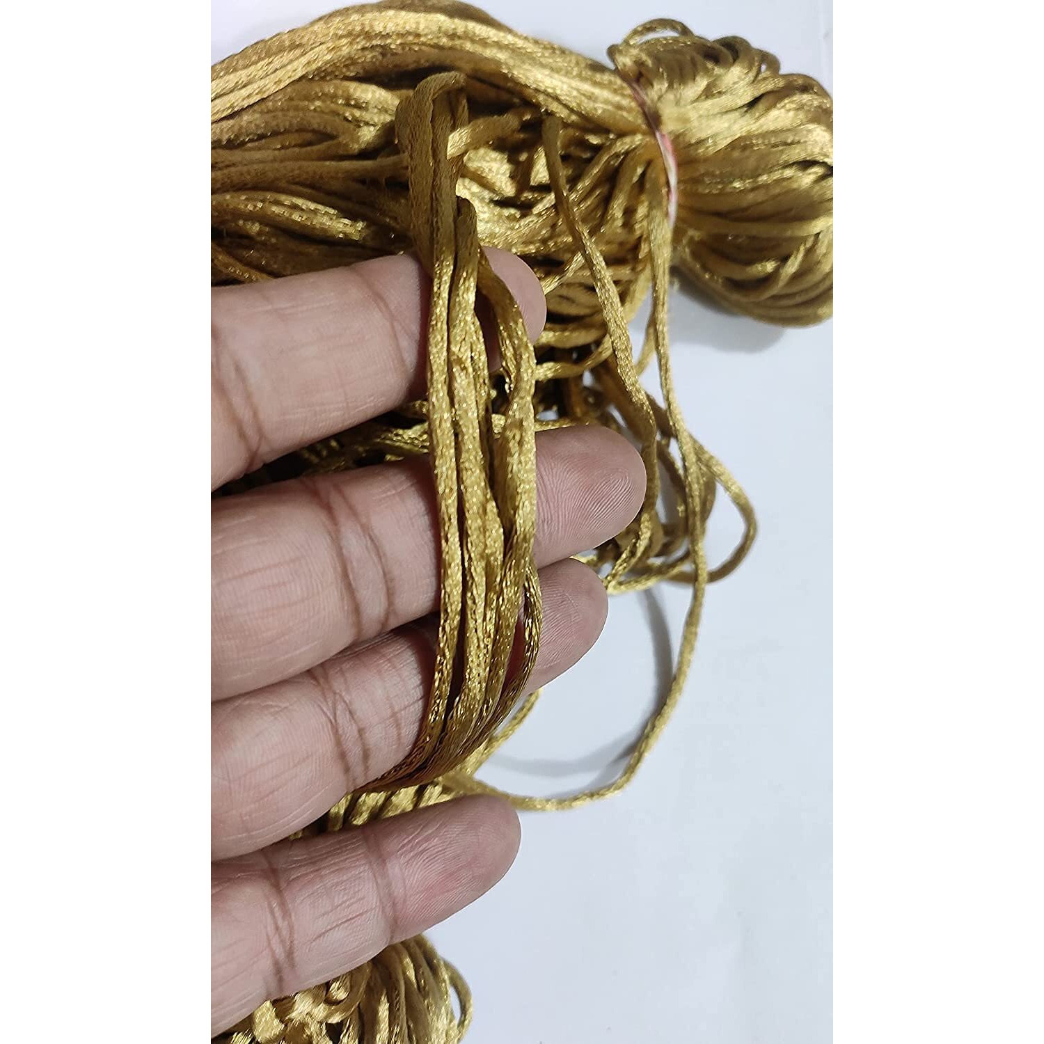 Omx 2.5 Mm Thick, Total 120 Mtr (2 Rolls, 60 Mtr In 1 Roll). Thick Malai Macrame Cord/Malai Dori/Silk Macrame, Bugtail Satin Cord Shamballa Beading Kumihimo String (Dk Biege)