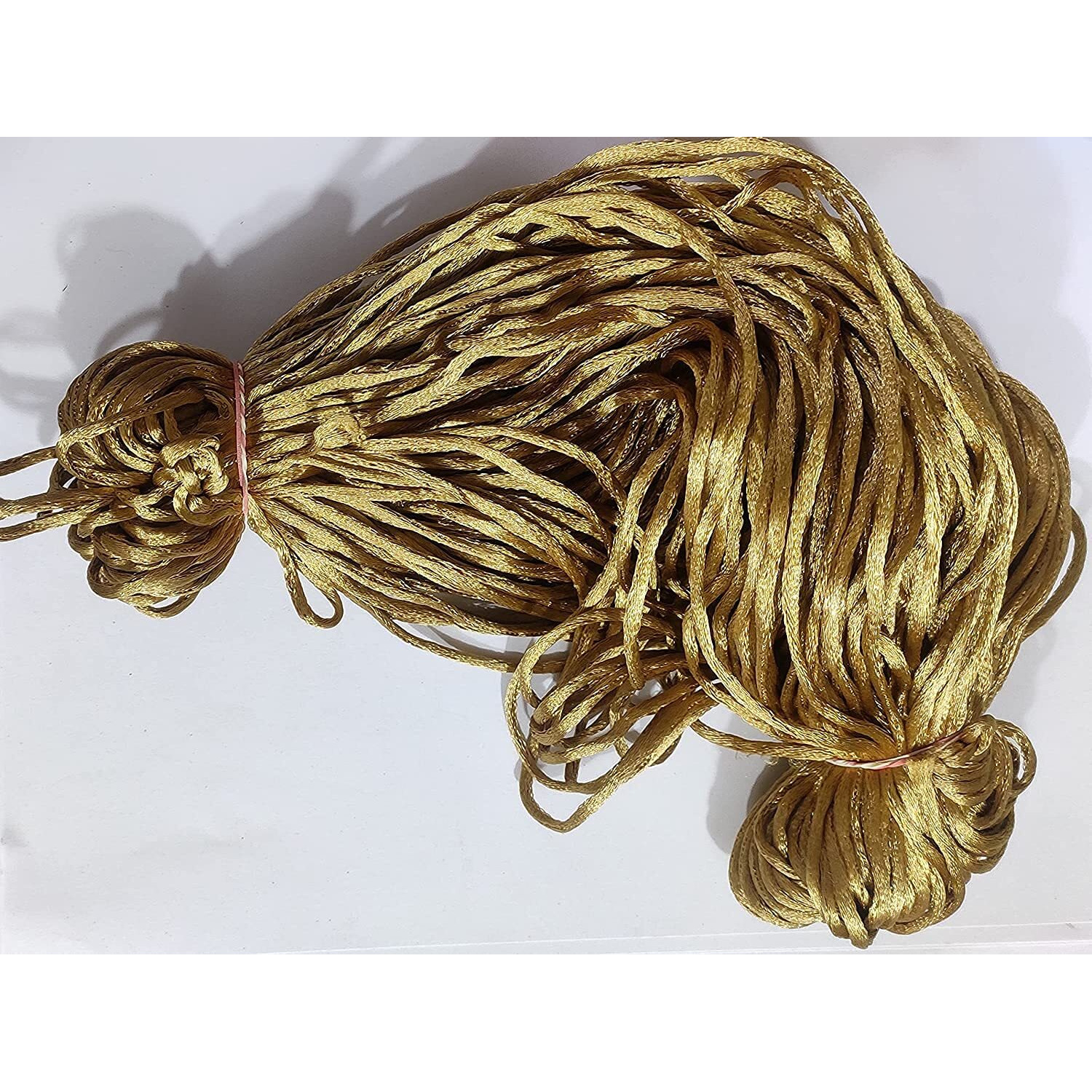 Omx 2.5 Mm Thick, Total 120 Mtr (2 Rolls, 60 Mtr In 1 Roll). Thick Malai Macrame Cord/Malai Dori/Silk Macrame, Bugtail Satin Cord Shamballa Beading Kumihimo String (Dk Biege)