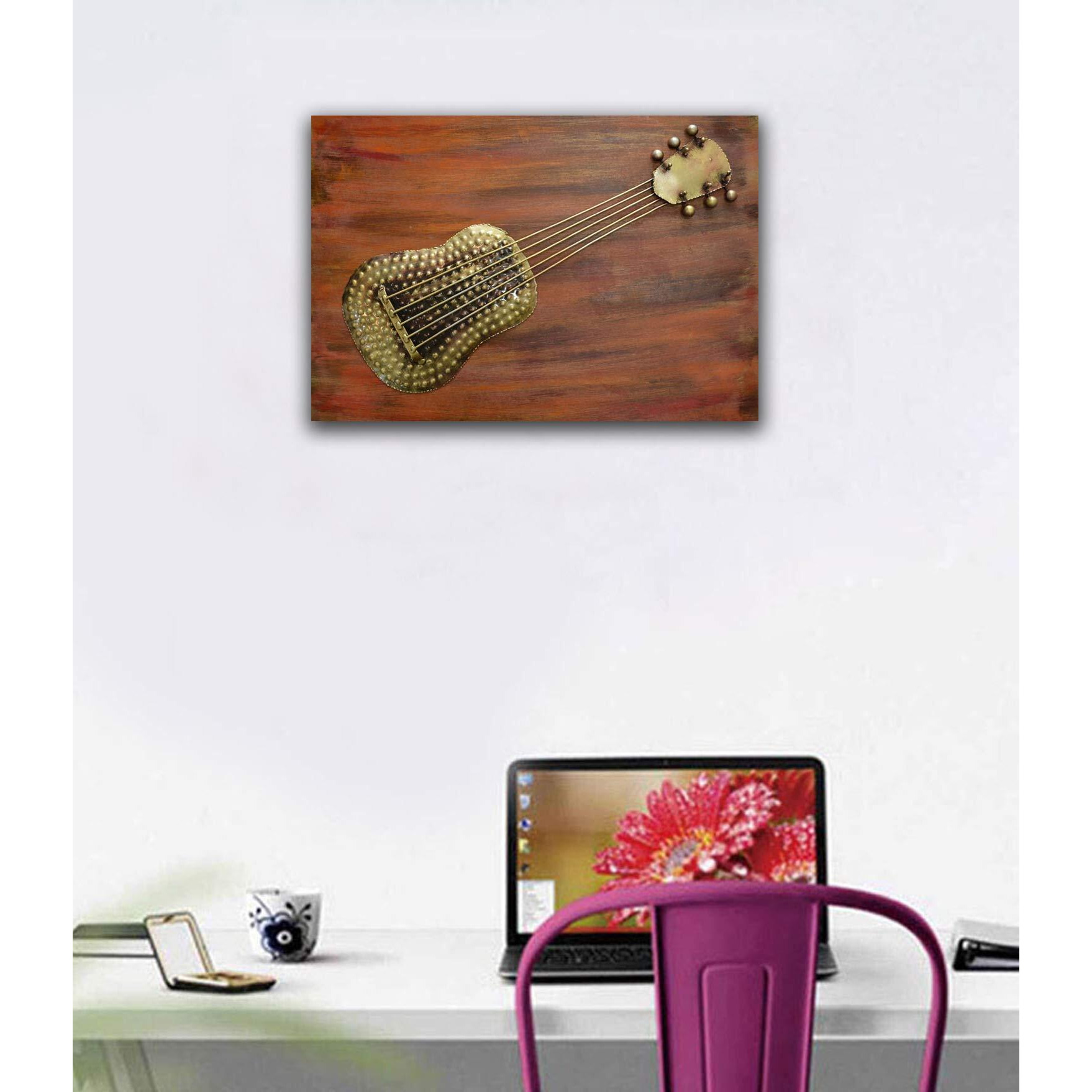Collectible India Metal Wood Wall Mounted Art Sculpture (28 X 20 Inch, Golden & Brown)