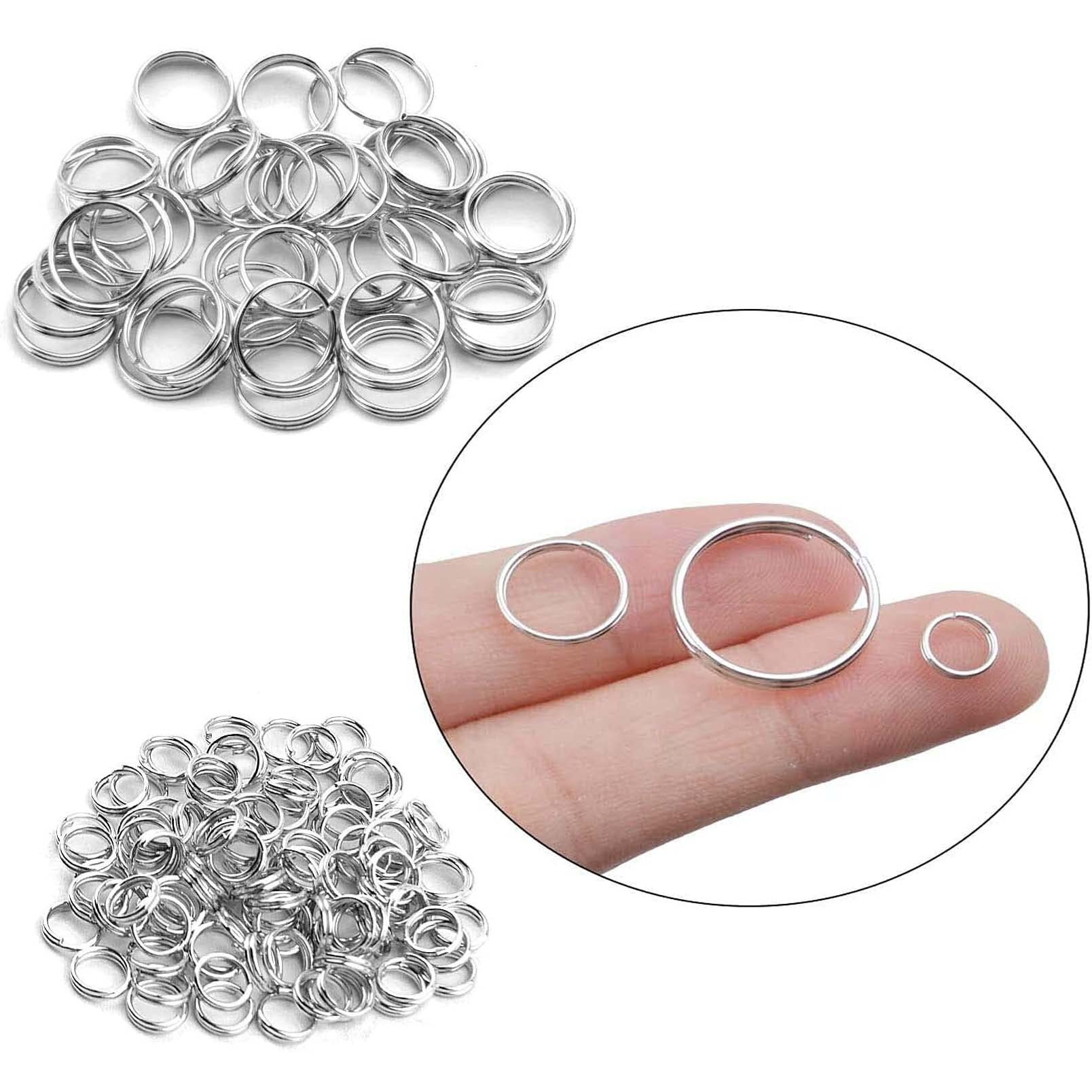 Diy Crafts 10 Pcs, Chrome Silver, 6/10/15Mm Double Loop Jump Rings Small Key Chain Rings Round Metal Split Rings For Keys Organization A (10 Pcs, Chrome Silver)