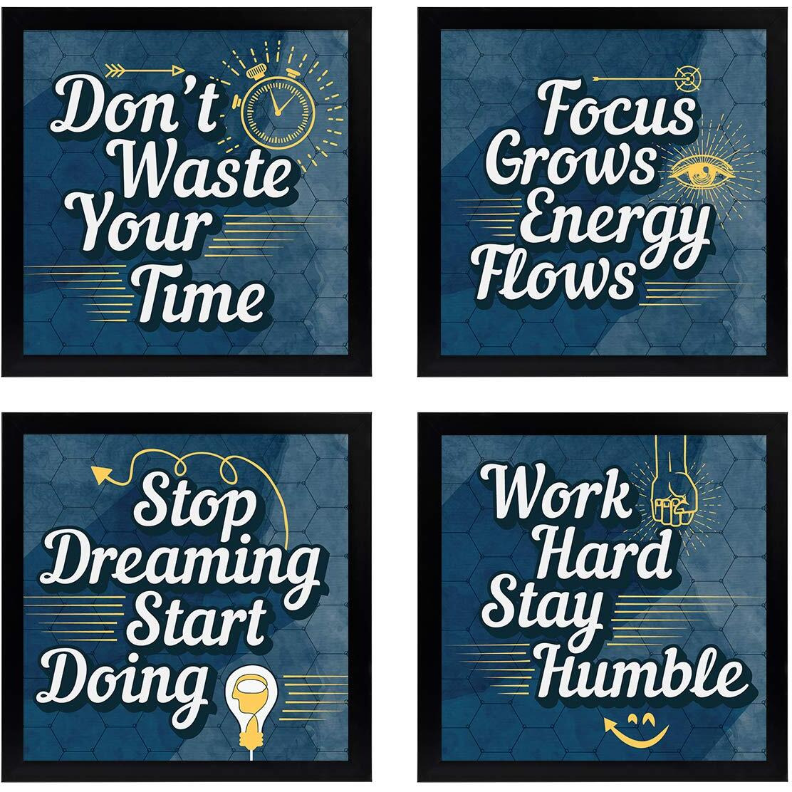 Chaka Chaundh Motivational Quote For Office, Student, Entrepreneur Composite Wood Frames Posters (Blue, 23 X 23 X 4Cm)
