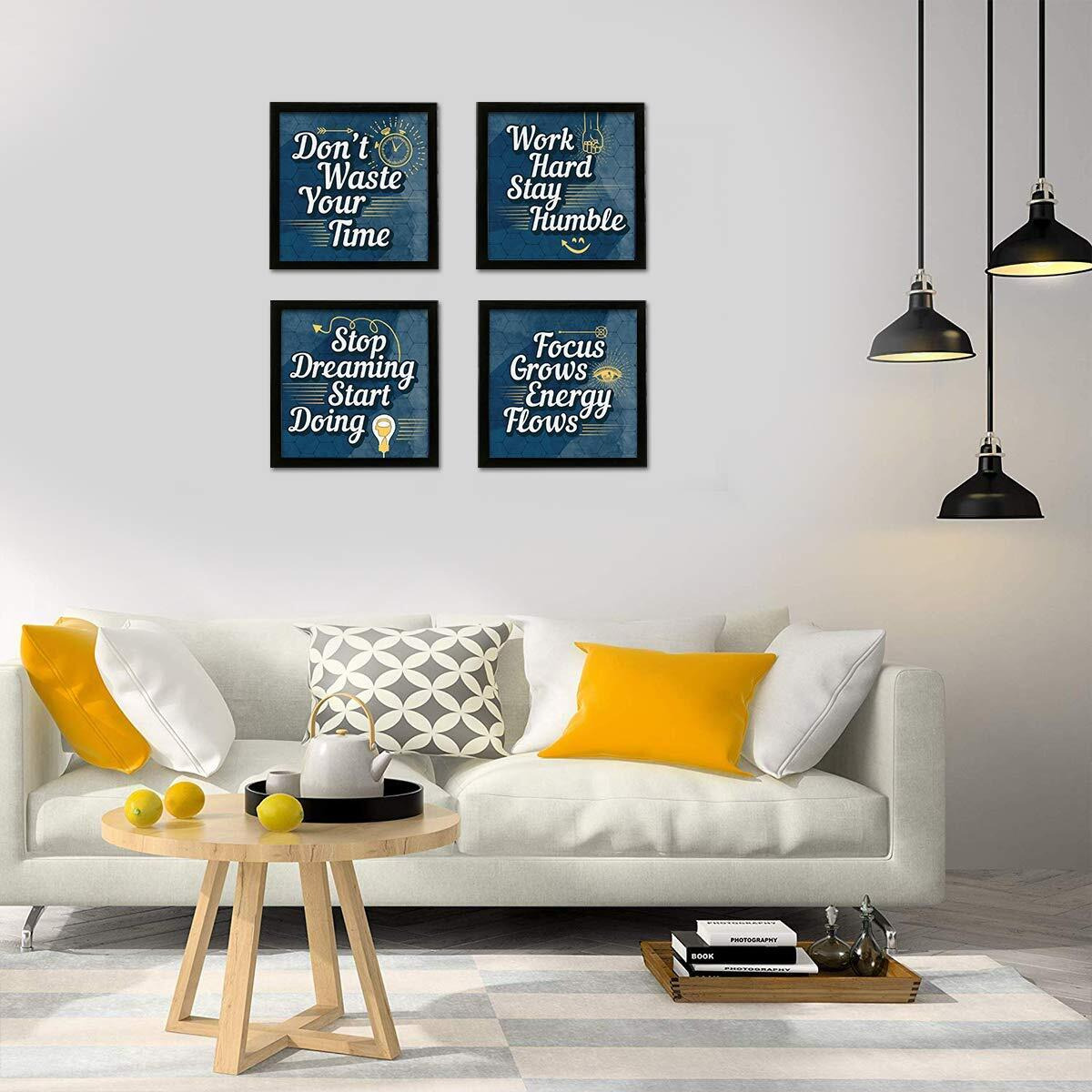 Chaka Chaundh Motivational Quote For Office, Student, Entrepreneur Composite Wood Frames Posters (Blue, 23 X 23 X 4Cm)