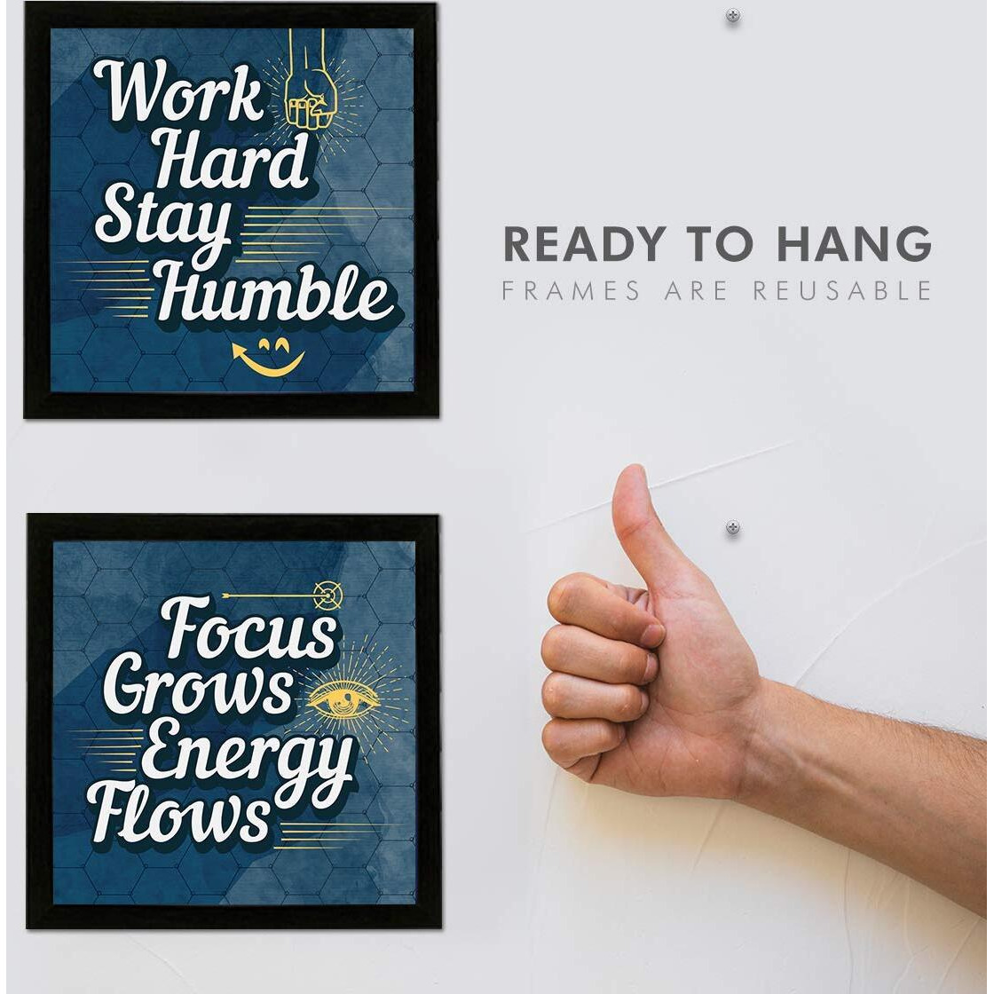 Chaka Chaundh Motivational Quote For Office, Student, Entrepreneur Composite Wood Frames Posters (Blue, 23 X 23 X 4Cm)