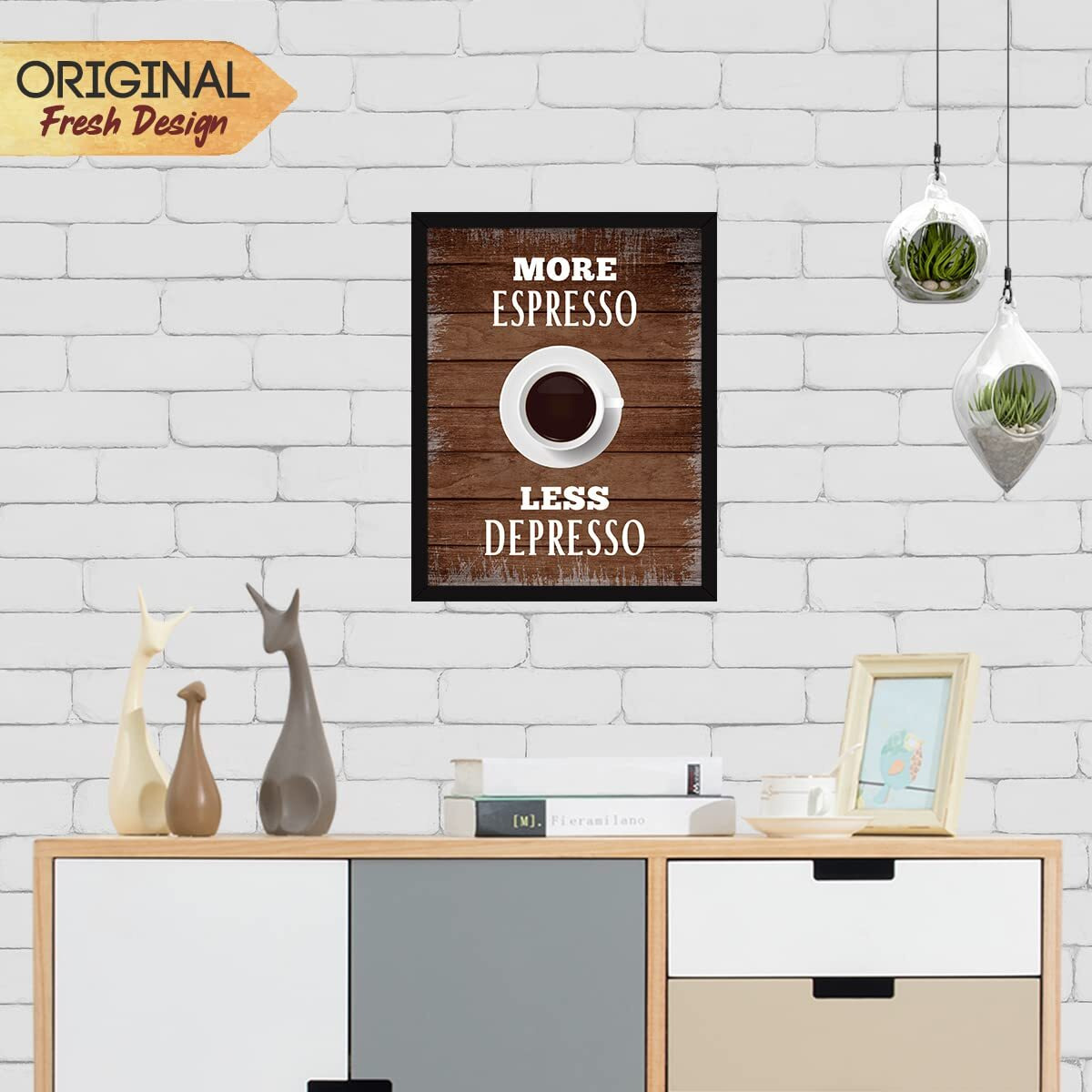 Chaka Chaundh - Coffee Quotes Wall Frames - Coffee Frames For Cafe - Coffee Frames For Wall And Kitchen - Coffee Posters For Wall With Frame - (14 X 11 Inches) (Spresso Coffee Vintage -1)