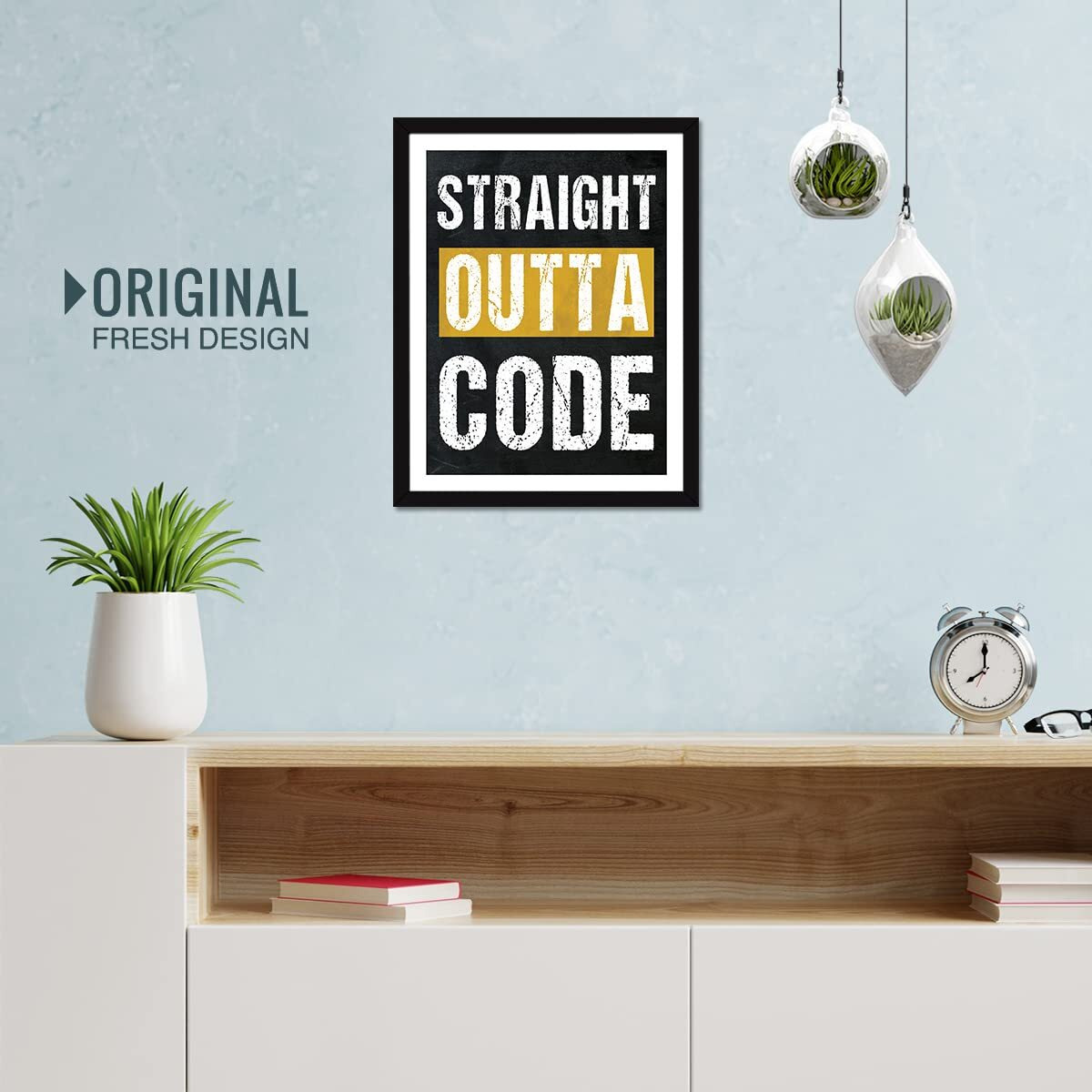 Chaka Chaundh - Coding Quotes Frames - Engineering Quotes Wall Frames - Quotes Wall Frames Coding - Programming Quotes Posters - (14 X 11 Inches) (Straight Outta Code - Black)