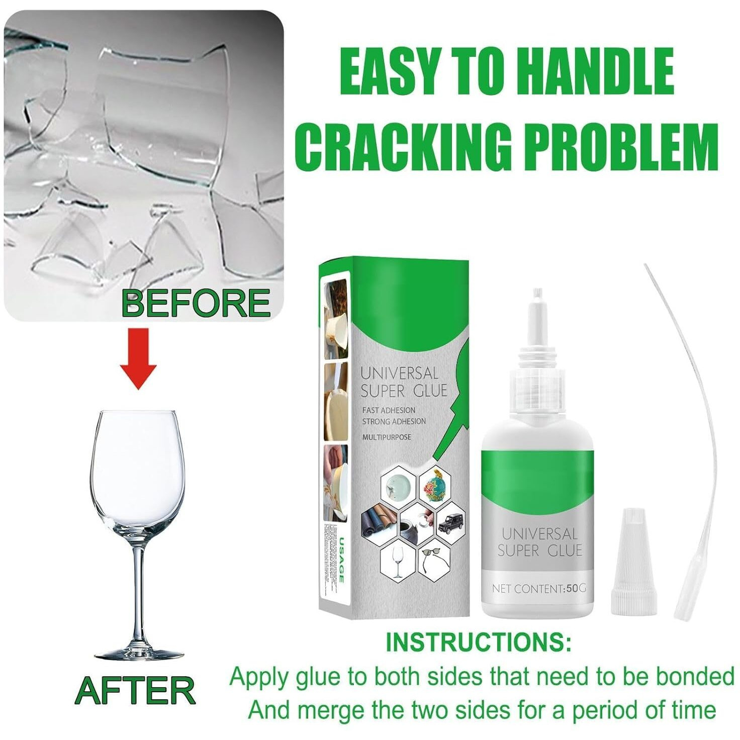 Ahkis Universal Super Strong Instant Glue,Quick Dry Welding, High Strength Oily Glue, Waterproof Quickly Repair Glue Applied To Plastic,Wood,Metal, Glass,Shoes (50G.)
