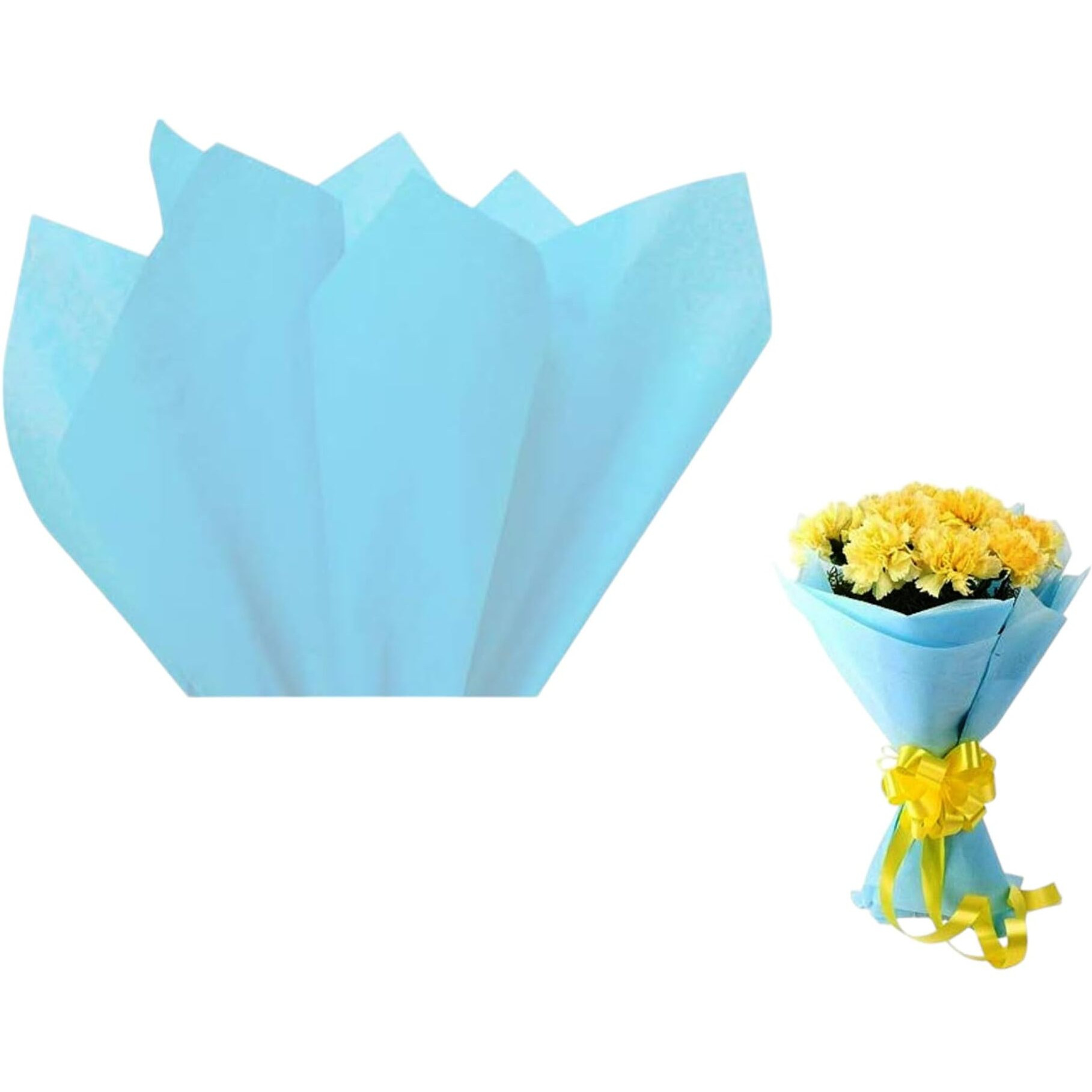 Pandeji 32Cm X 30 Cm Cut Size Non-Woven Sheets For Flowers Wrapping, Flower Bouquet Wrapping Paper Floral Supplies For Fresh Flowers (Light Blue Color, Pack Of 50 Sheets)