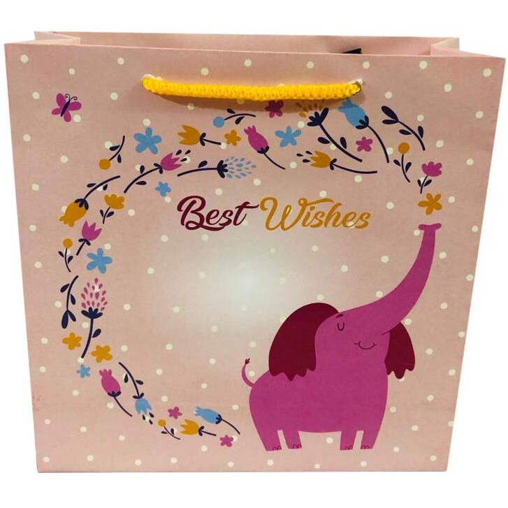 Flute Cubes Printed Gift Paper Bag (Size- 8 Inch X 8 Inch X 3 Inch) (Pack Of 10, Design 1),Multi