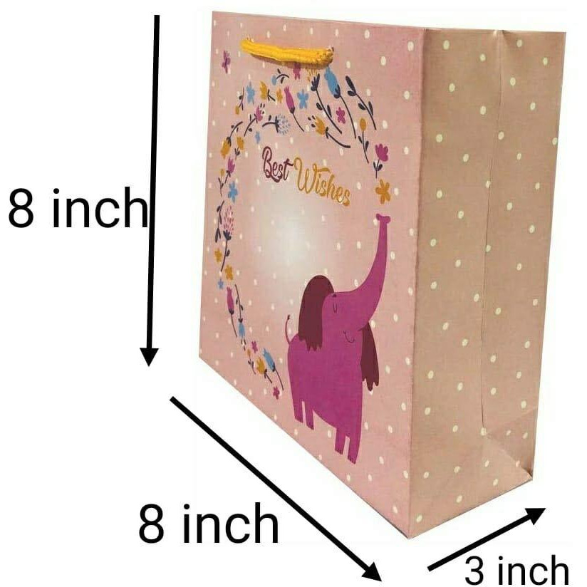 Flute Cubes Printed Gift Paper Bag (Size- 8 Inch X 8 Inch X 3 Inch) (Pack Of 10, Design 1),Multi