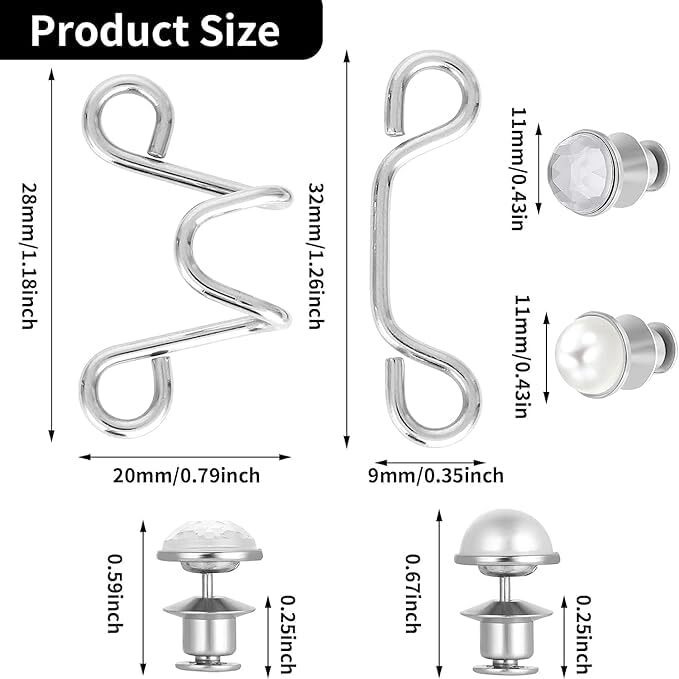 Bitrexup 2Pcs Adjustable Waist Buckle For Loose Jeans Pants, Detachable Jean Buttons Pins No Sewing Required Waistband Tightener, Adjustable Waist Buckle Set For Pants, Jeans, Skirts