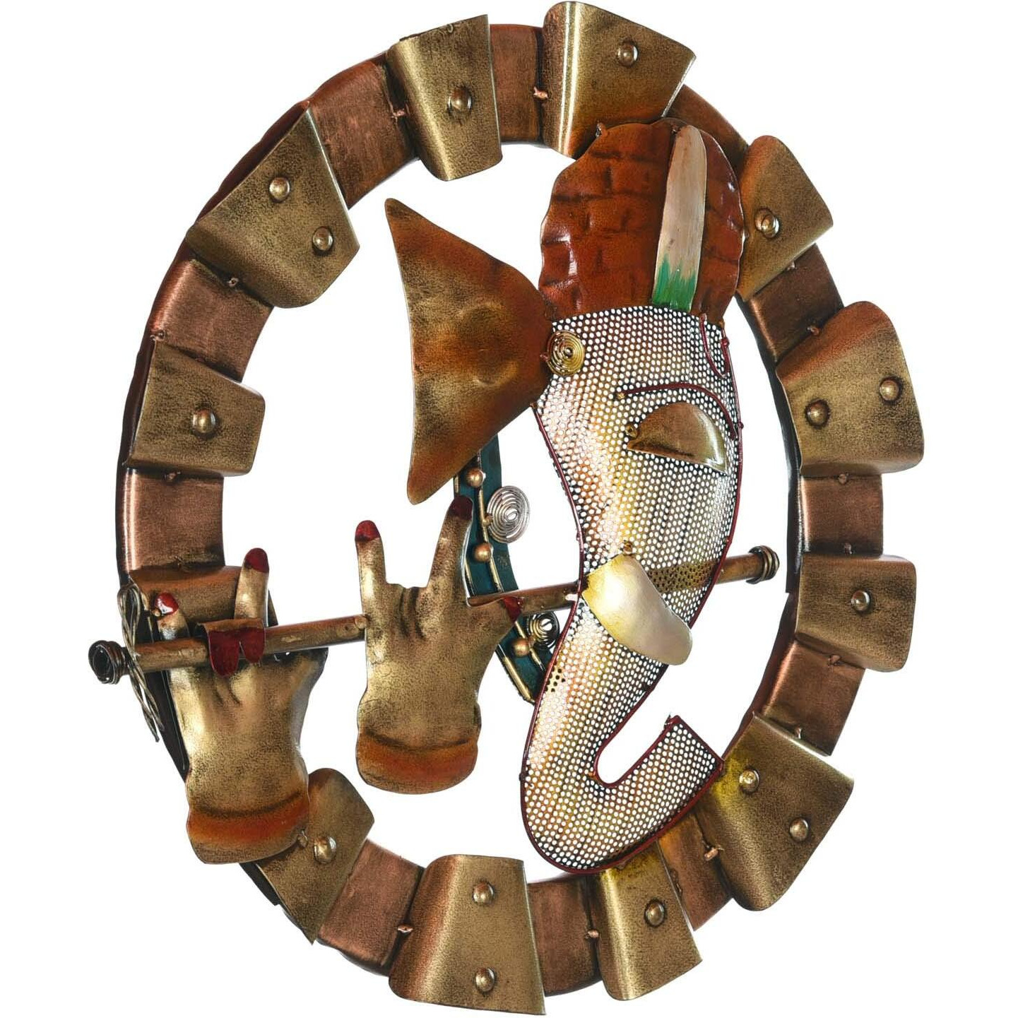 Collectible India Metal Wall Mounted Art Sculpture (20 X 19 Inch, Multicolour)