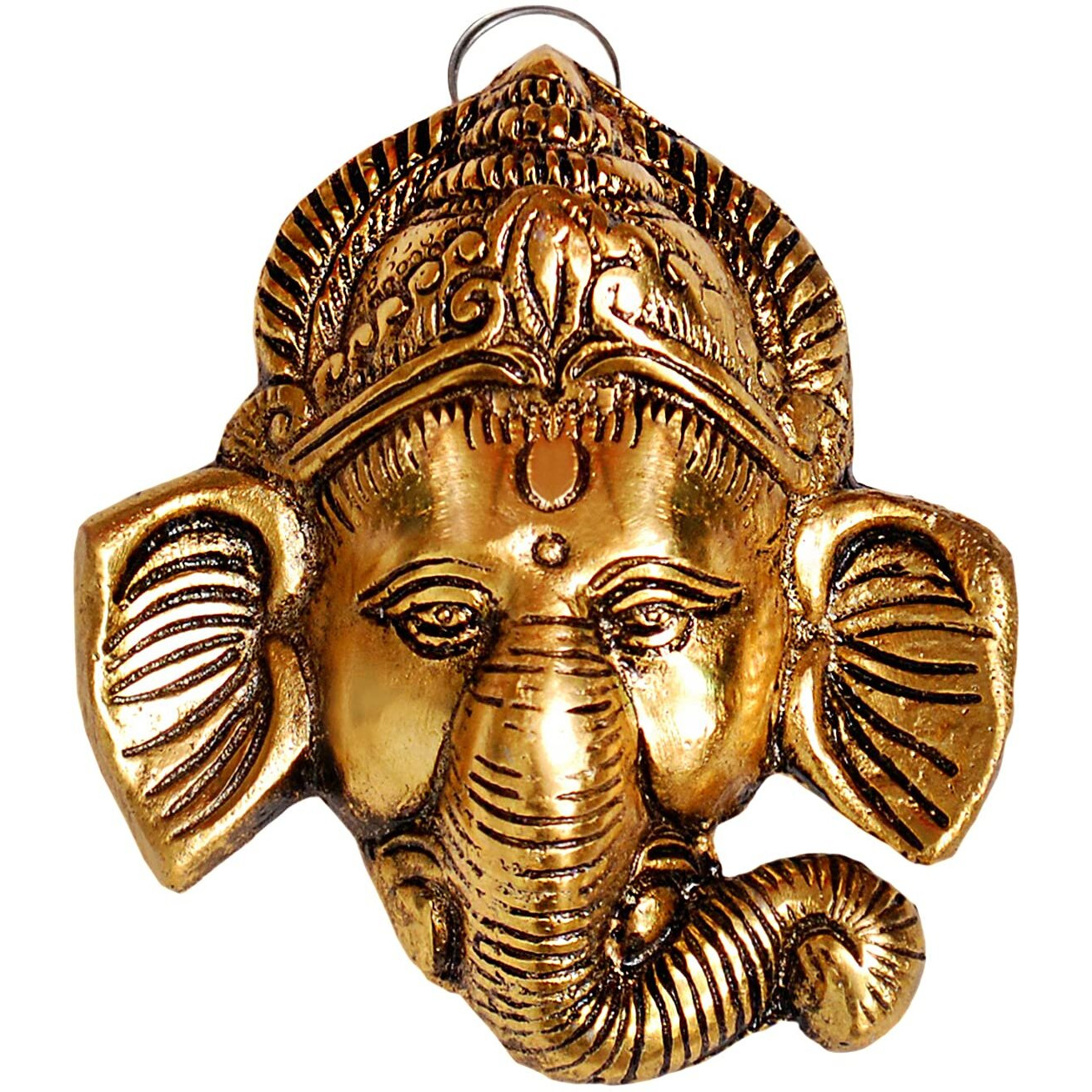 Aorn World Golden Metal Lord Ganesh Wall Hangings | Sculpture Lord Ganesh | Ganpati Decoration Items For Home & Office