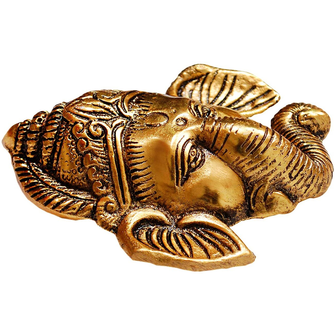 Aorn World Golden Metal Lord Ganesh Wall Hangings | Sculpture Lord Ganesh | Ganpati Decoration Items For Home & Office