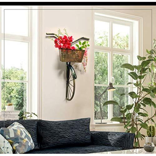 World Decor Iron Metal Cycle Basket Wall Decor (21 X 10.5 X 35In, Golden)