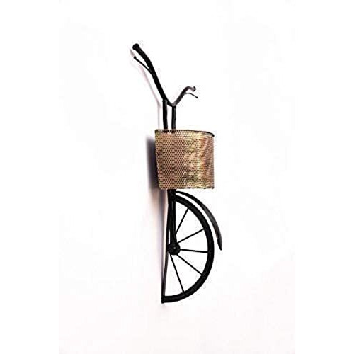 World Decor Iron Metal Cycle Basket Wall Decor (21 X 10.5 X 35In, Golden)