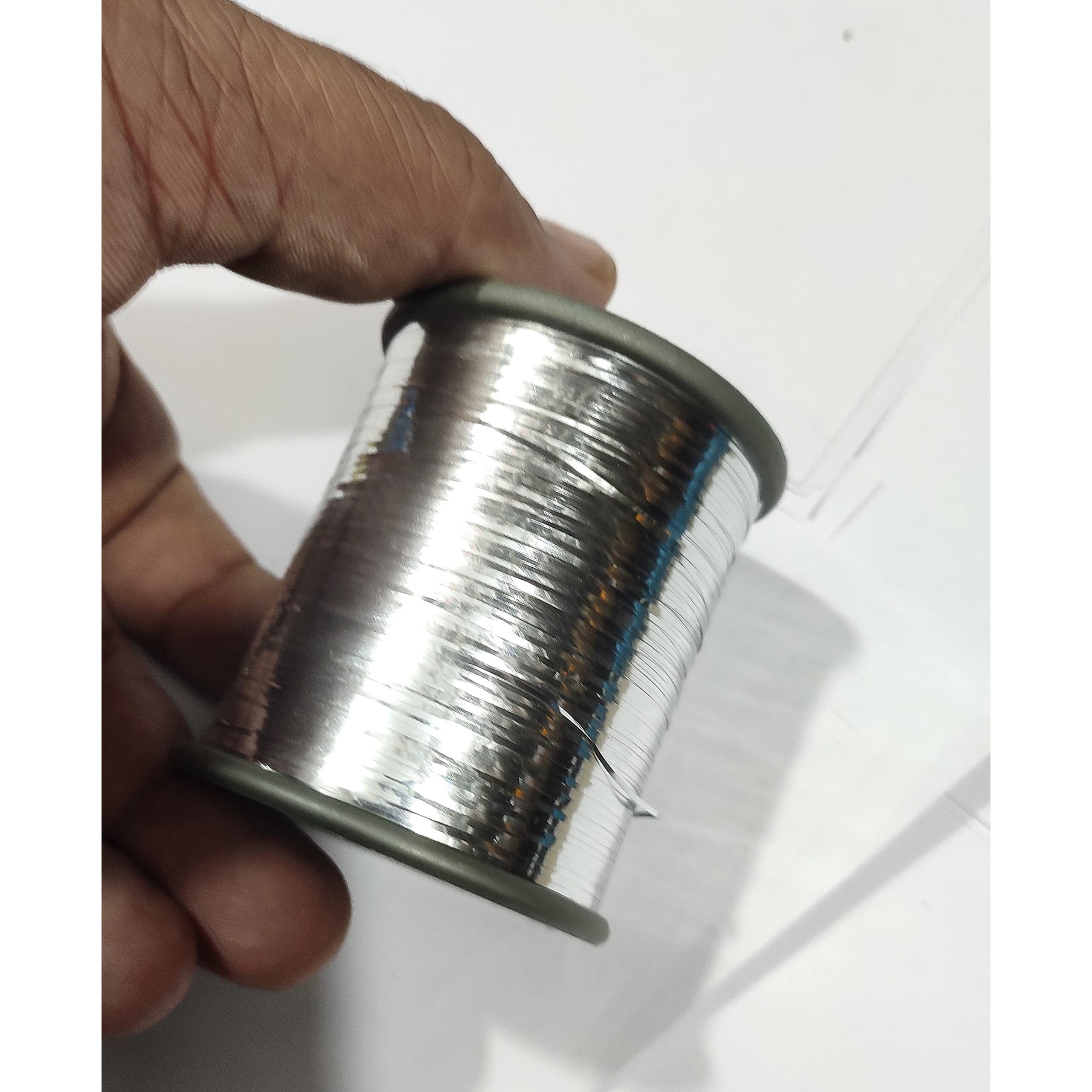 Omx Metallic Strip Mukaish Metal Thread For Embroidery Work, Beading, Jewellery Making And Crafts (2 Rolls - 1Mm, Slver - 2 Rolls) (2000 Mtr In 1 Roll)