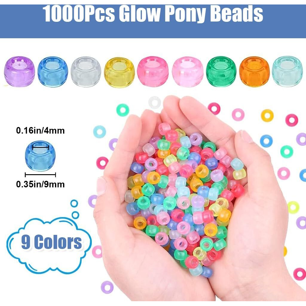 Sannidhi 100Pcs Bracelet Making Spacer Beads 9 Colors Spacer Beads Luminous Beads For Diy Crafting Glow In The Dark Diy Bulk Spacer Beads For Jewellery Making