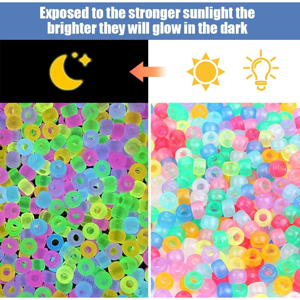 Sannidhi 100Pcs Bracelet Making Spacer Beads 9 Colors Spacer Beads Luminous Beads For Diy Crafting Glow In The Dark Diy Bulk Spacer Beads For Jewellery Making