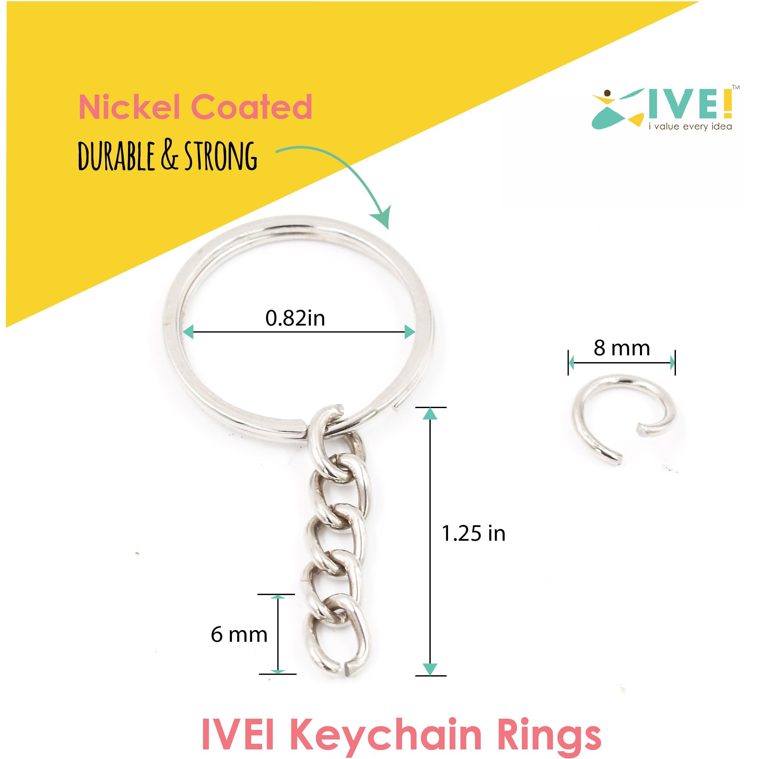 Ivei Diy Keychain Rings With Open Jump Rings For Craft | Metal Split Keyring Of 25Mm | Jewlery, Charms And Purse Making | Craft Essentials For Small Businesses (Keychain Rings) (Set Of 50)