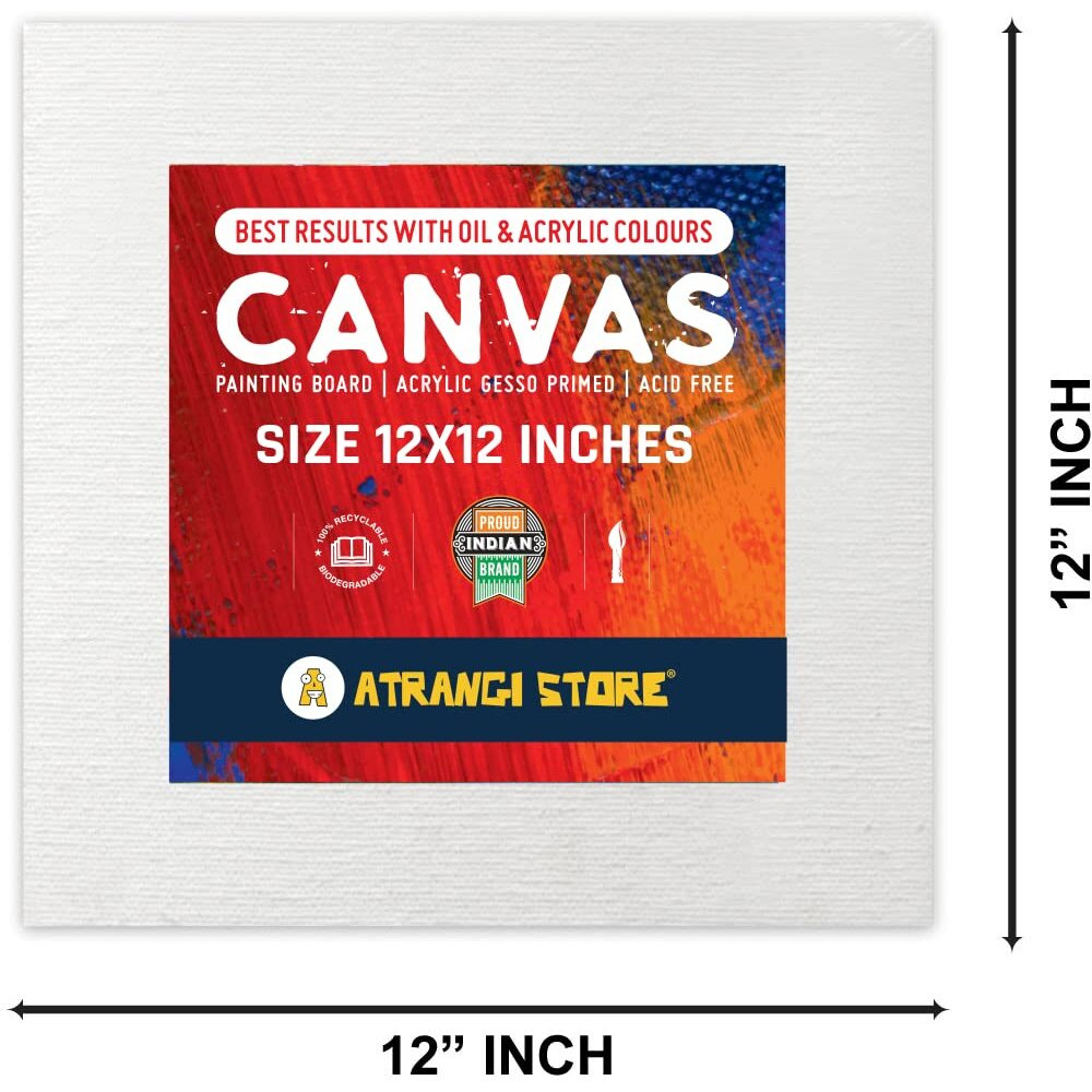 Cotton Canvas Boards For Painting 30Cm X 30Cm (12 X 12 Inch, White)