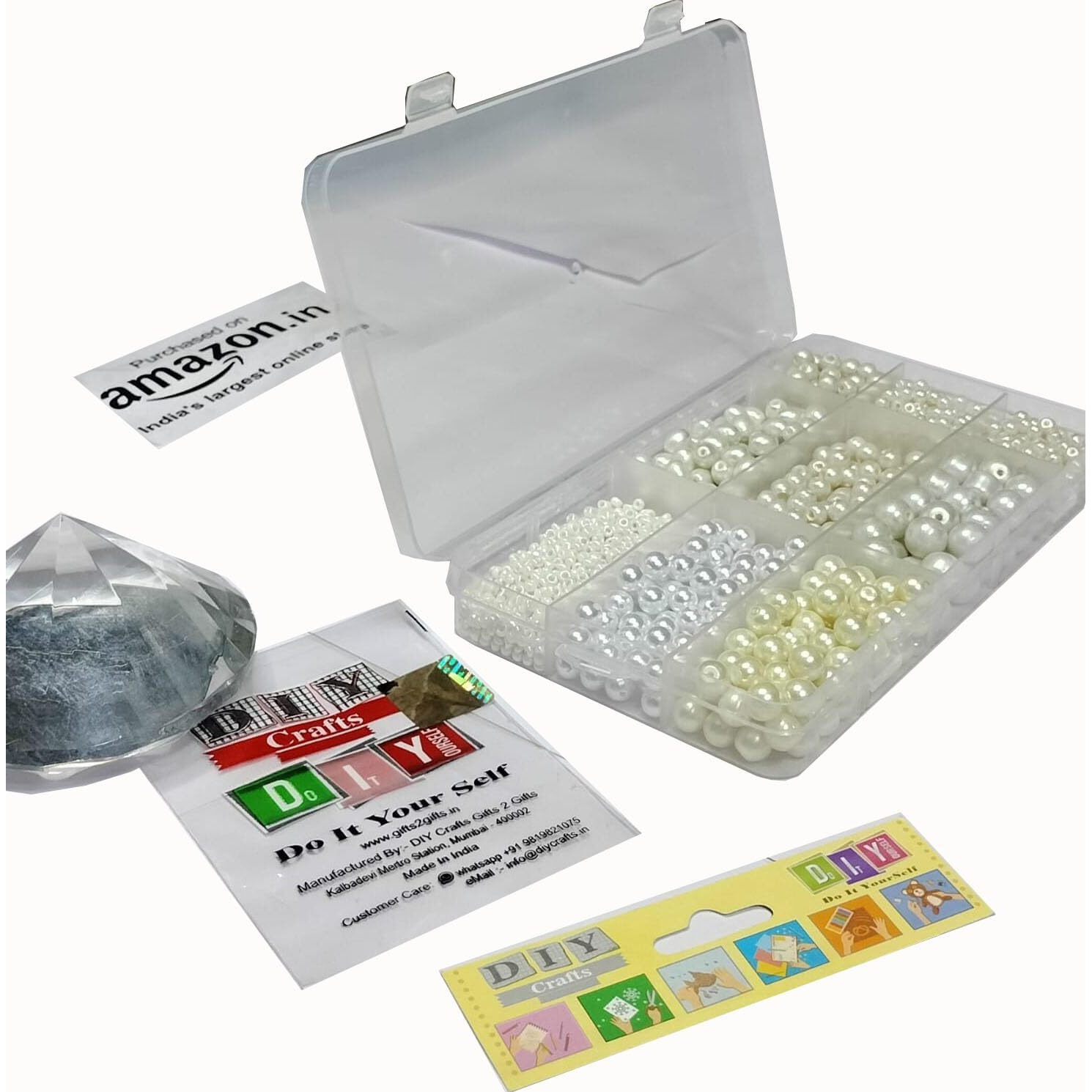 Diy Crafts 1, Unassorted White Pearls Round Shape Moti Beads For Jewellery Making, Art Crafts Work Necklace Bracelet Earring Making Diy 1St Image Contain Box(1)