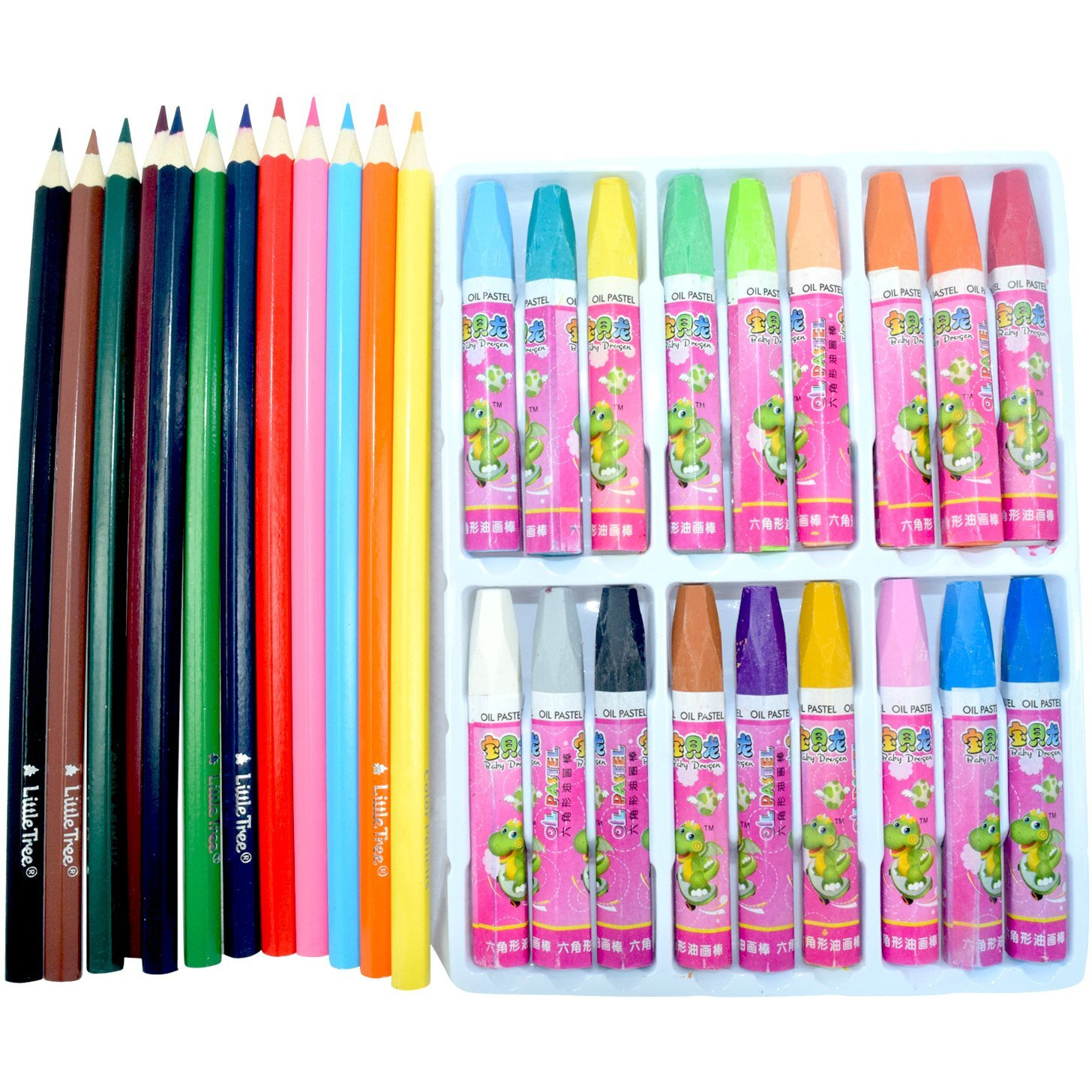 Emazing Stationary Pack Of 12 Colour Pencils And Pack Of 18 Oil Pastels - Multicolour Stationery - Art - Craft - Creativity - School Essentials