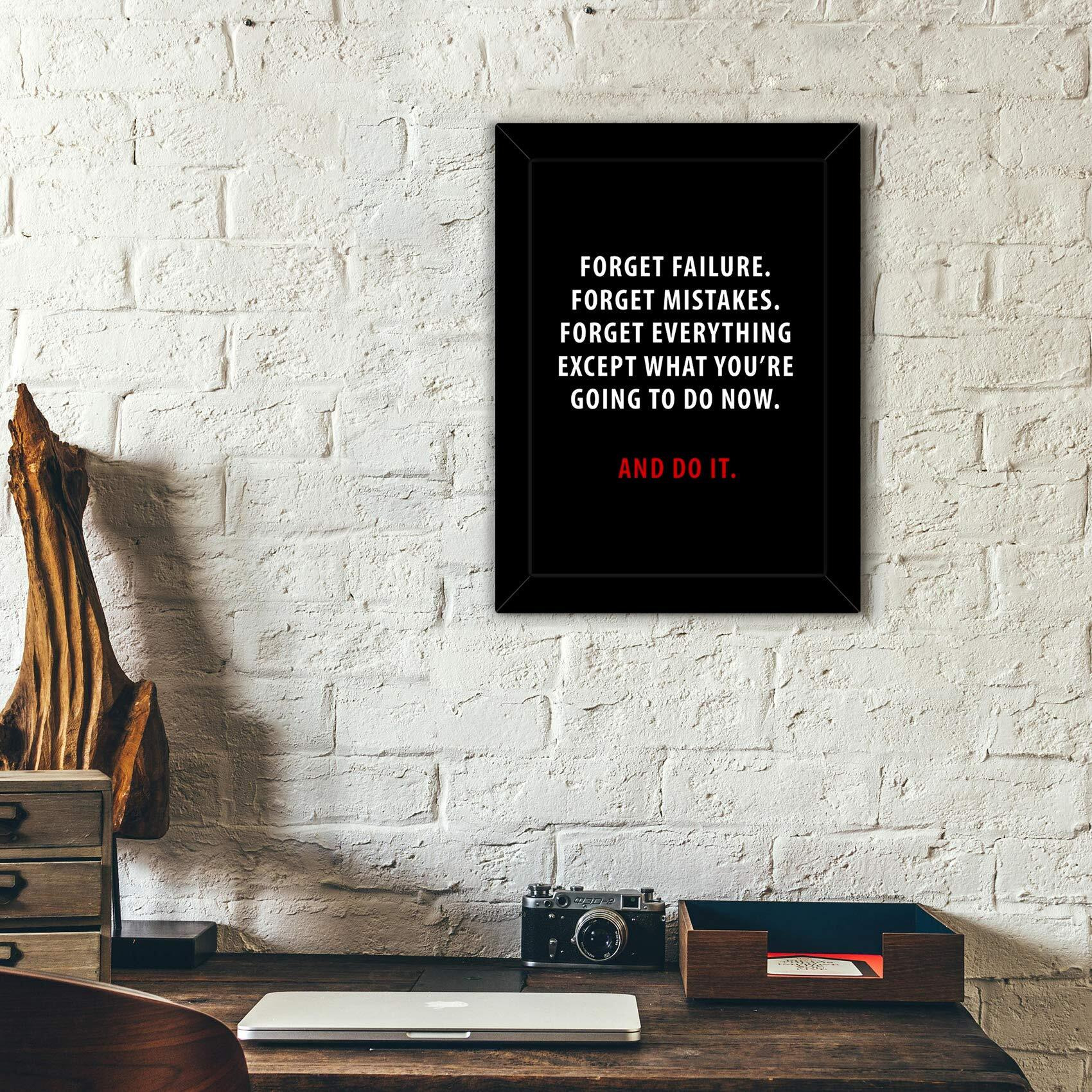 Tied Ribbons Forget Failure, Forget Mistakes, Forget Everything, Except What You'Re Going To Do Now Printed Motivational Framed Poster For Wall (25.9 Cm X 34.5 Cm)