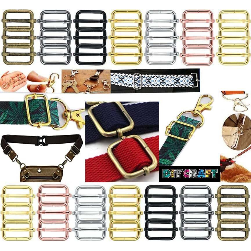 Diy Crafts 5 Pcs Slide Buckles, Antique Bronze, Keyrings & Keychains Round Swivel Snap Hooks Key Rings Metal For Lanyard, Id, Bags, Wall (5 Pcs Slide Buckles, Antique Bronze)