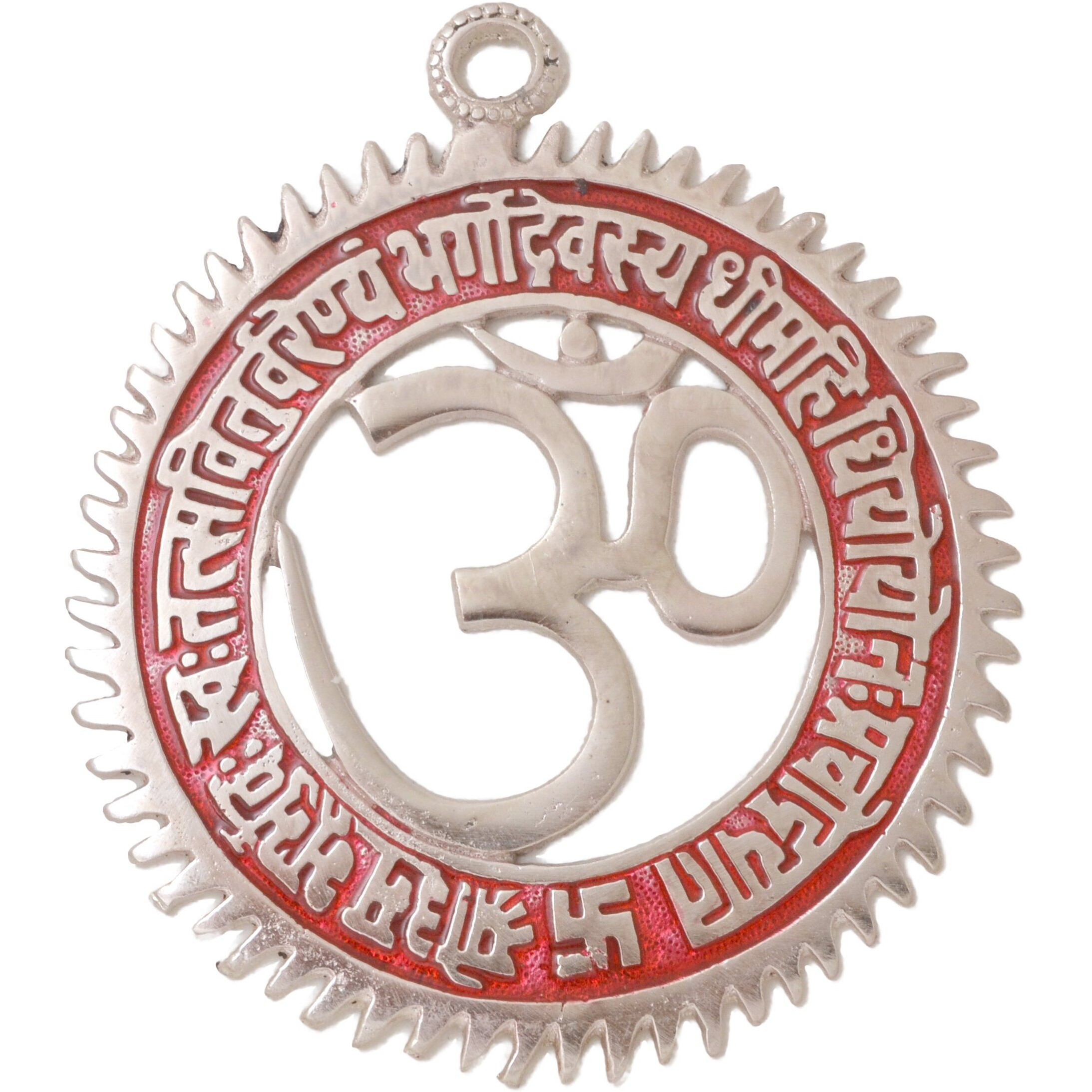 Two Moustaches Wall Hanging Om With Embeded Gayatri Mantra