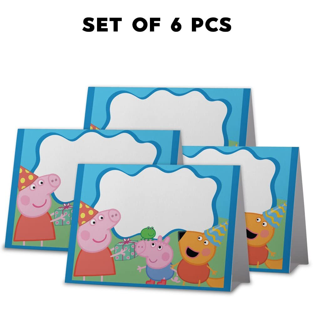 Festiko 6 Pcs Cartoon Pig Themed Tent Style Food Tags, Food Tags And Place Cards For Food Decorations For Kid's Party, Cartoon Pig Theme Place Cards For Table Setting