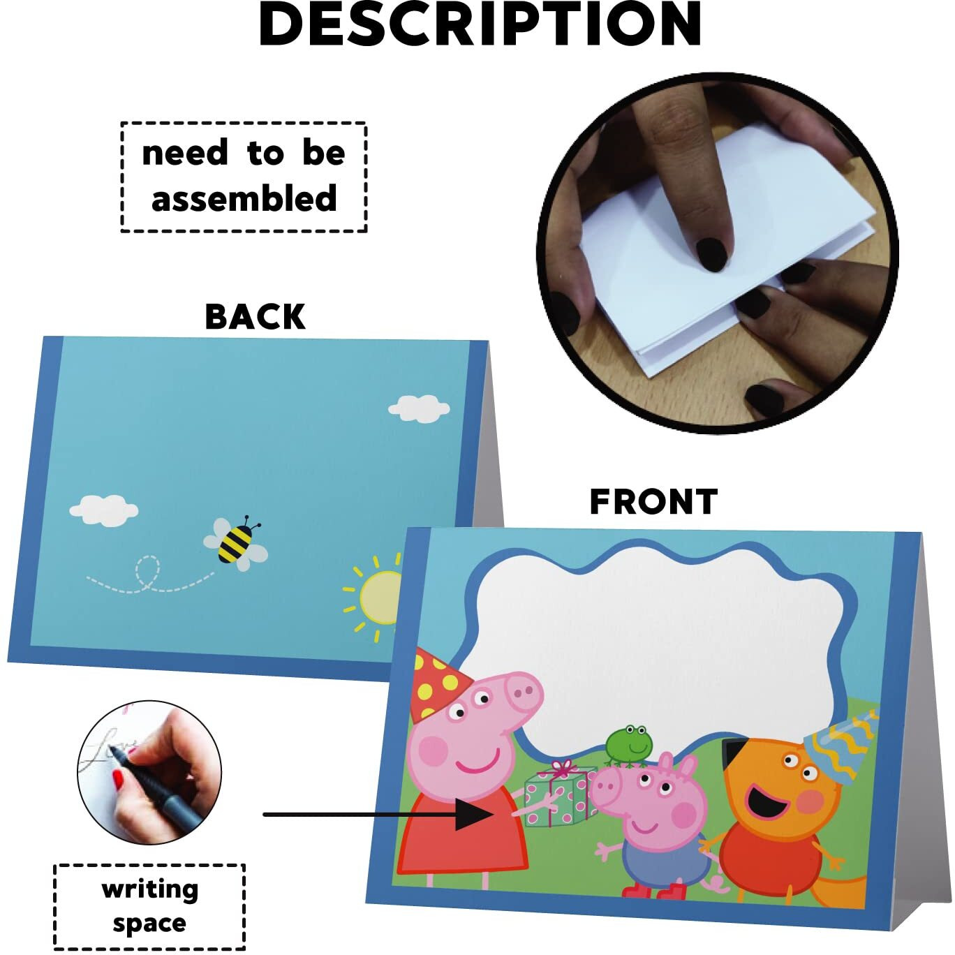 Festiko 6 Pcs Cartoon Pig Themed Tent Style Food Tags, Food Tags And Place Cards For Food Decorations For Kid's Party, Cartoon Pig Theme Place Cards For Table Setting