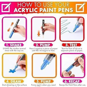Wagela Acrylic Markers Pens, Colors Premium Waterproof Permanent Paint Art Marker Medium Pen Set For Rock Painting,Diy Craft (24)