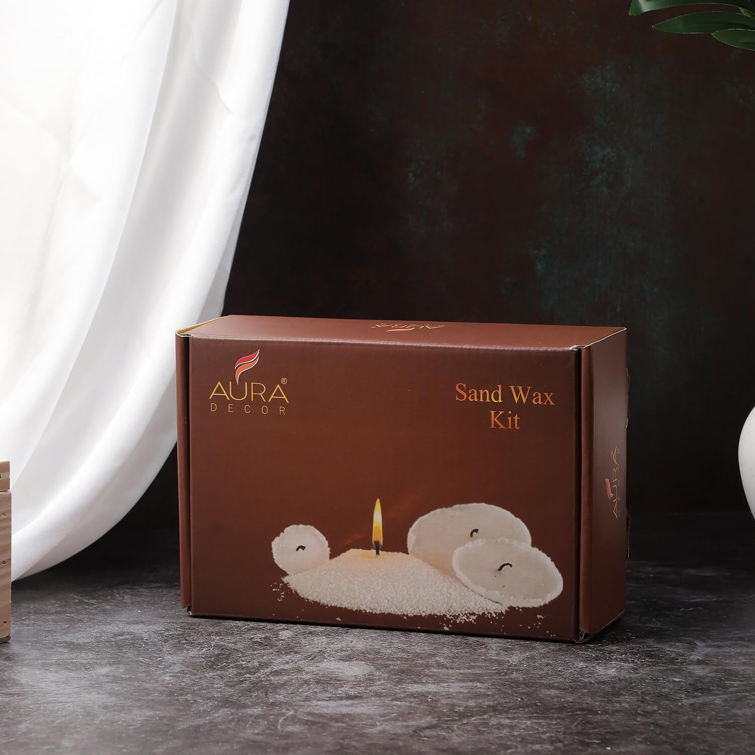 Auradecor Sand Wax Kit With Wooden Urli & Aroma Oil For Making Customized Candle, Candle Making Kit