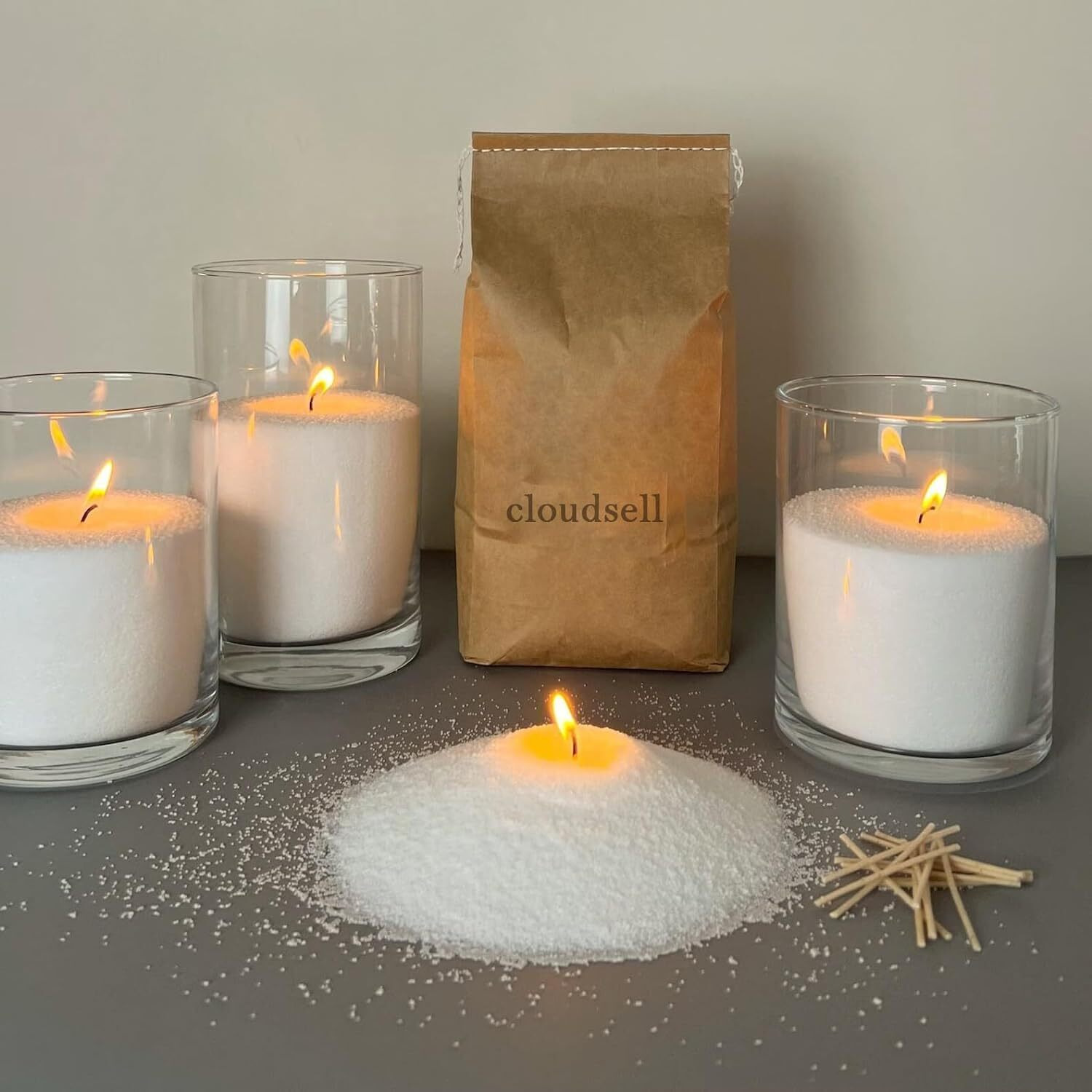 Larynx Soy Wax Powder Candle Making Kit, 1 Kg Wax With 100 Wicks Refillable Beaded Wax Sand Diy Pearled Candle, Self Extinguish Candle For Home Decor (1.0Kg With 100 Wicks)