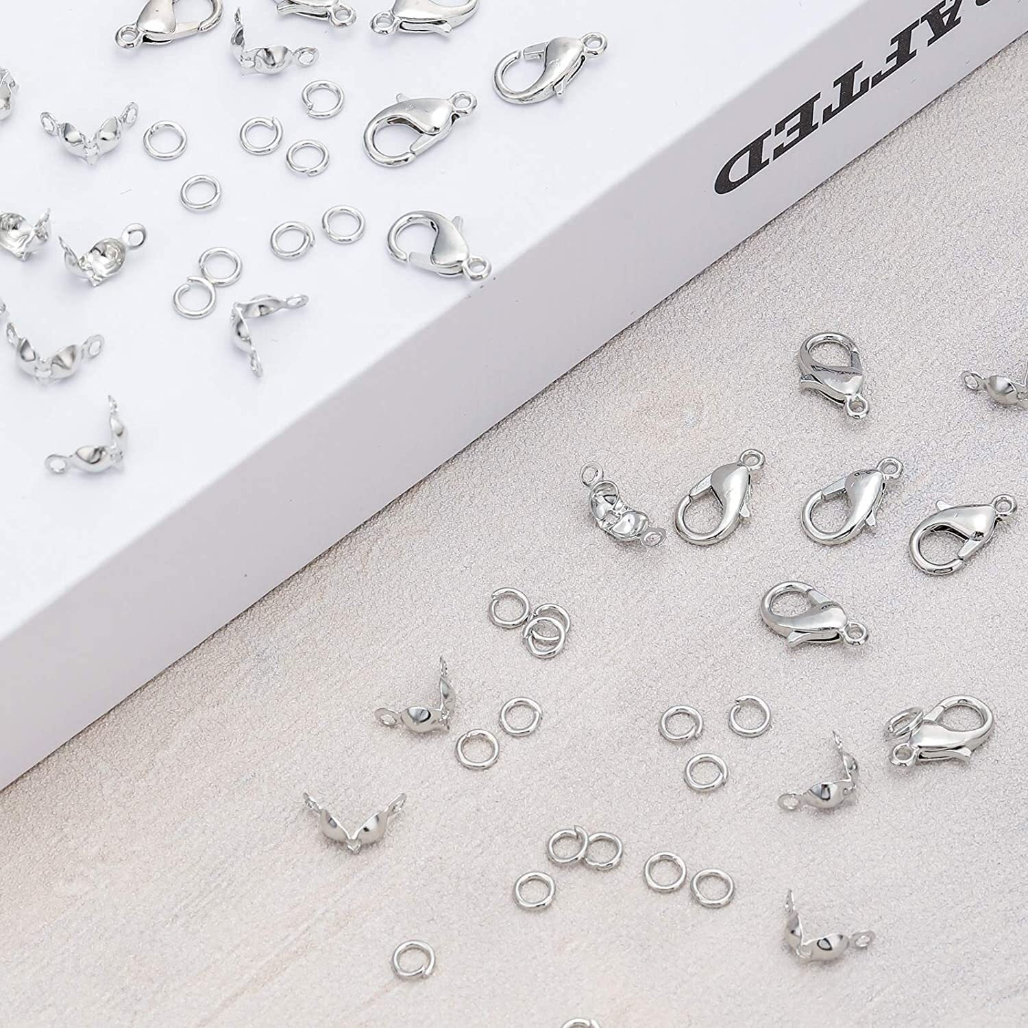 Diy Crafts 10X Lobster 20 Knot 20 Jump Ring, Kit, Jewelry Making Accessories Set Bead Tips Knot Covers Open Jump Ring Connectors Lobster Claw C(10X Lobster 20 Knot 20 Jump Ring, Kit)