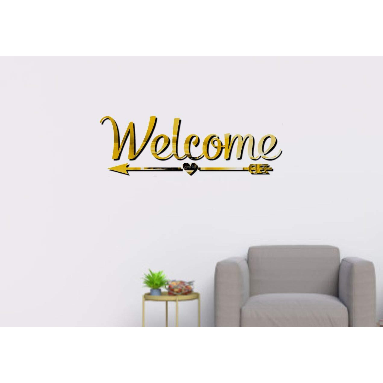 Cvanu Decorative Wall Sticker Decal Acrylic Mirror Setting For Home Living Room Bedroom DCor Offices (Acrymirror_Gold_39)