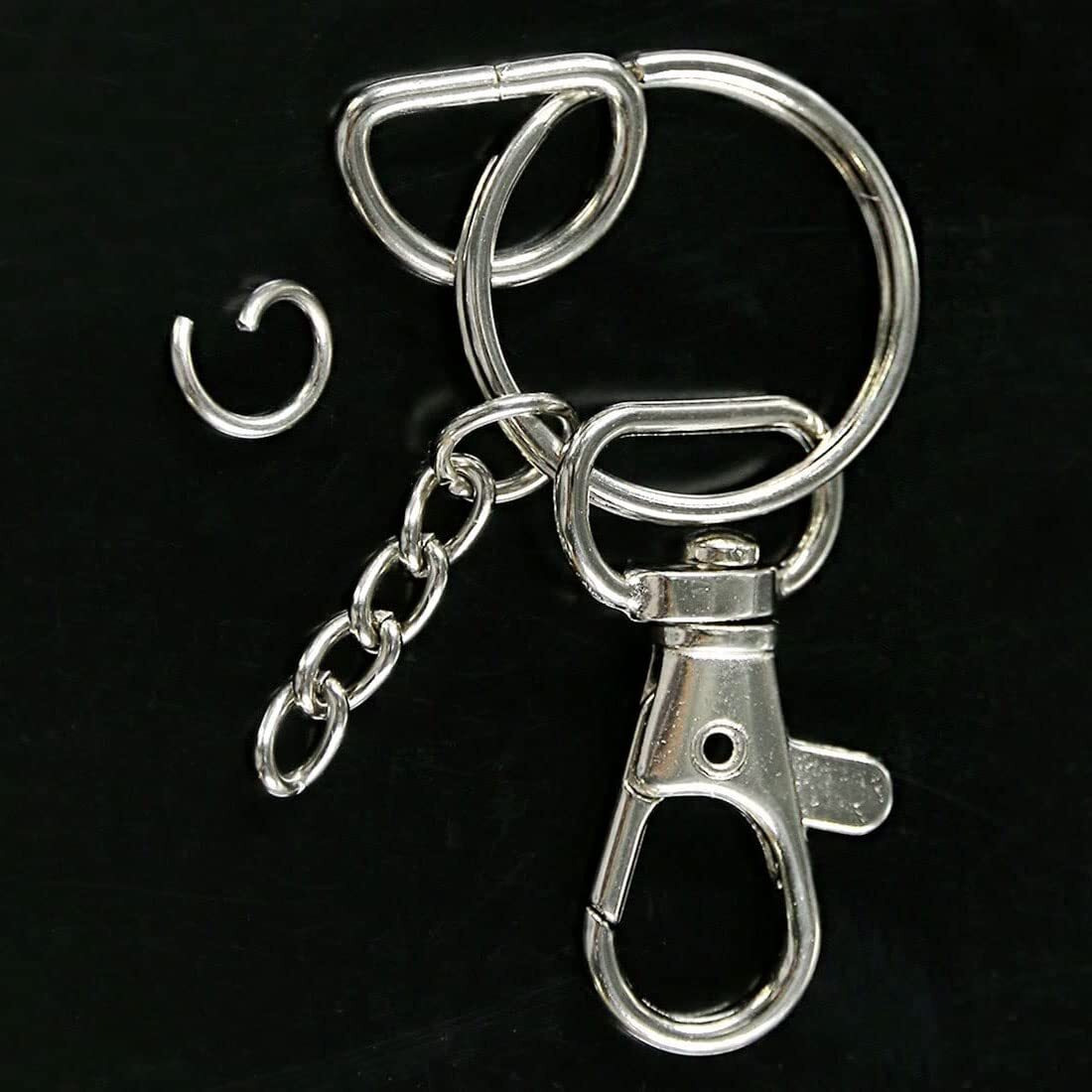 Diy Crafts 2 Kit, Silver, Mix Lot Of Metal Lobster Claw Clasps Hook, Key Chain Hooks, D Rings Key Ring Extender Chain Open Jump Rings For Making Handbags/Dog Collars & Also Used Own (2 Kit, Silver)