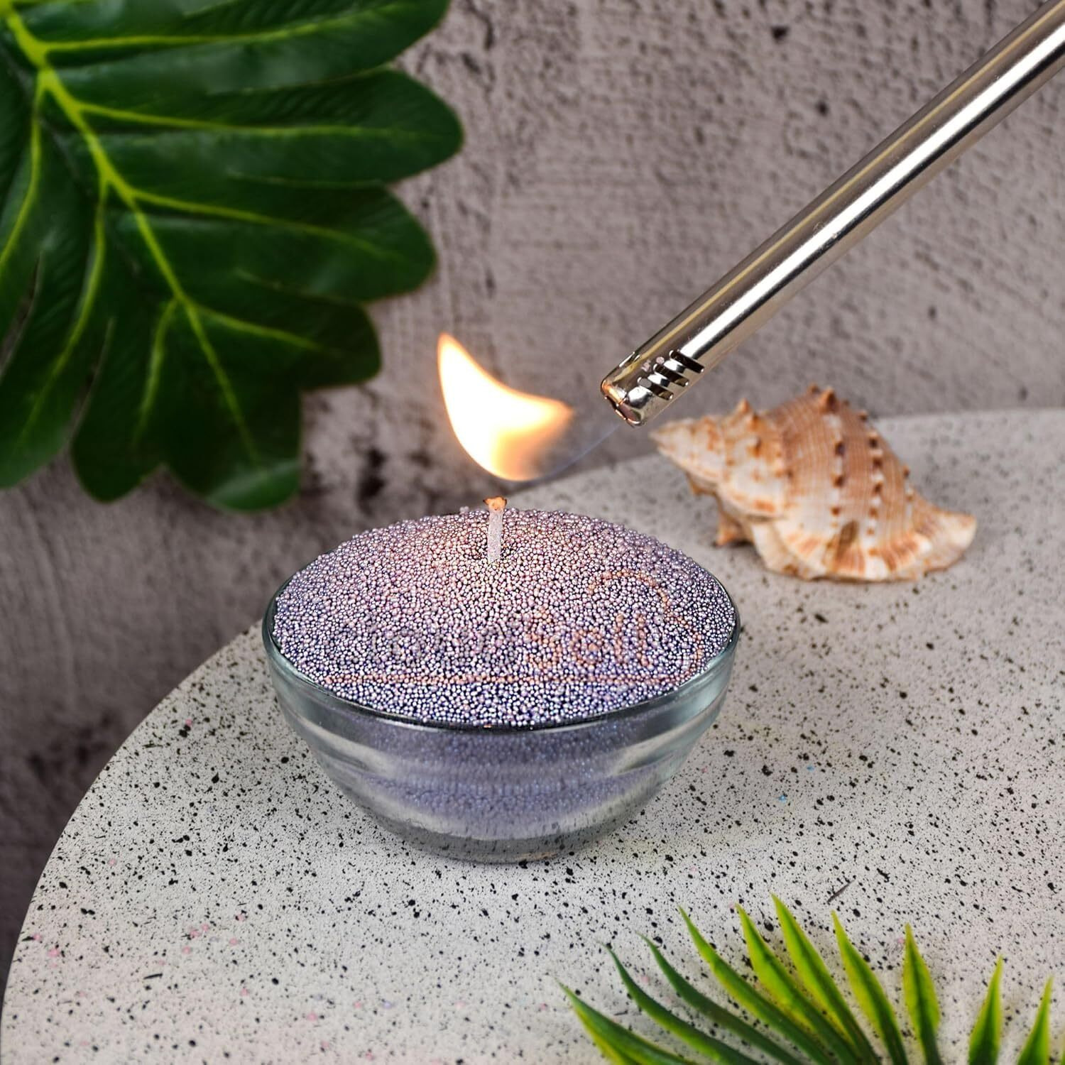 Tadrup Scented Colored Powder Candle Making, Refillable Beaded Wax Sand Diy Scented Pearled Candle All Natural Reusable Candle Making Kit Self Extinguish Candle For Home Decor, Wedding, Festival, Gift (500Gm With 50 Wicks, Lavender - Lavender)