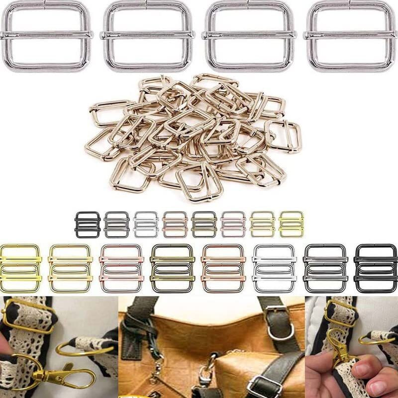 Diy Crafts 5X Slide Buckle, Silver, Keyrings & Keychains Round Swivel Snap Hooks Key Rings Metal For Lanyard, Id, Bags, Wa (5X Slide Buckle, Silver)