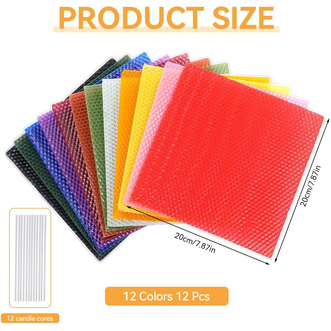 Hasthip 12Pcs Beeswax Candle Making Kit, Beeswax Sheets For Candle Making, Candle Rolling Kit Diy Candle Maker, Christmas Candle Starter Making Kit For Kids Adults