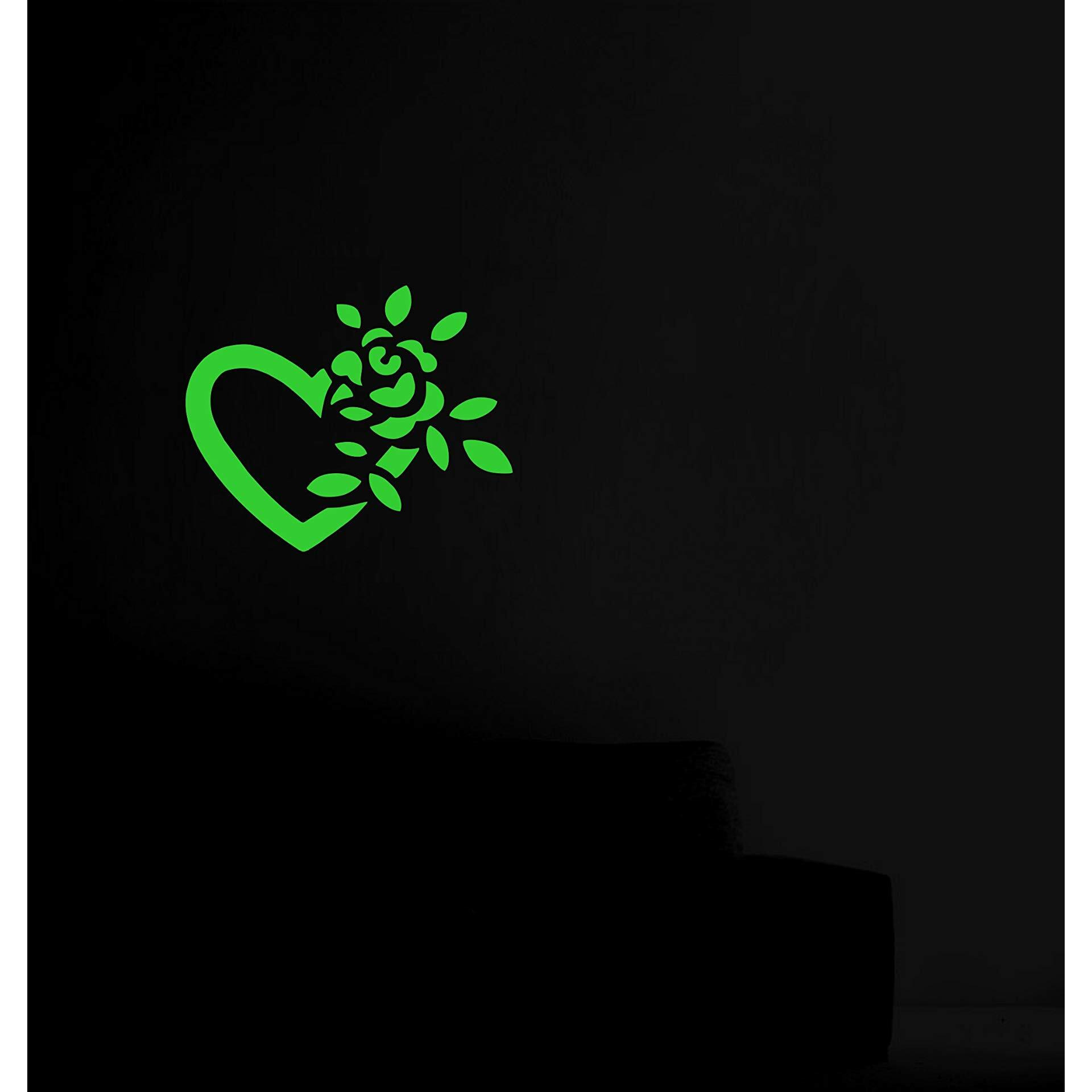 Dreamkraft Love & Heart Glow In The Dark Decorative Radium Sticker For Wall Decor (Green, 31X25Cm)