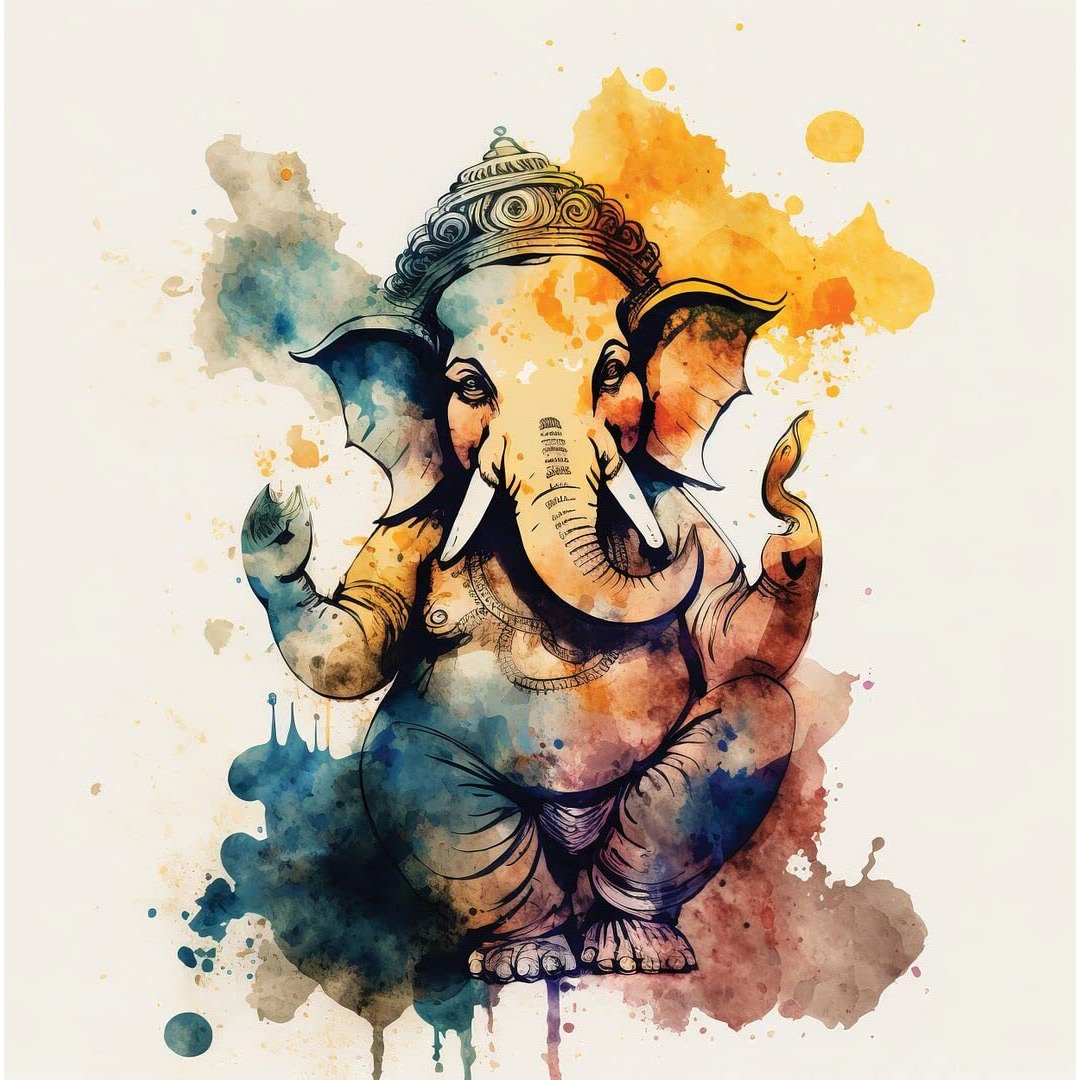 Cvanu Lord Ganesh Canvas Painting With Frame For Wall Art Decoration (24X24Inch) 202305-169