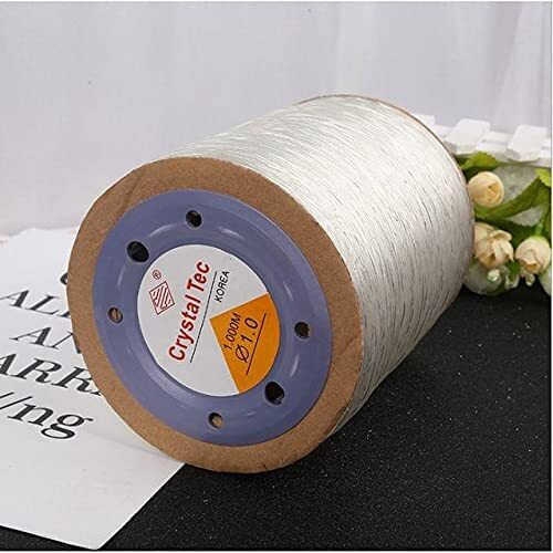 Beadsnfashion Clear Crystal Elastic Cord Thread Beading String Cord For Bracelet And Crafts Work 1000 Mtrs Spool Size 1Mm