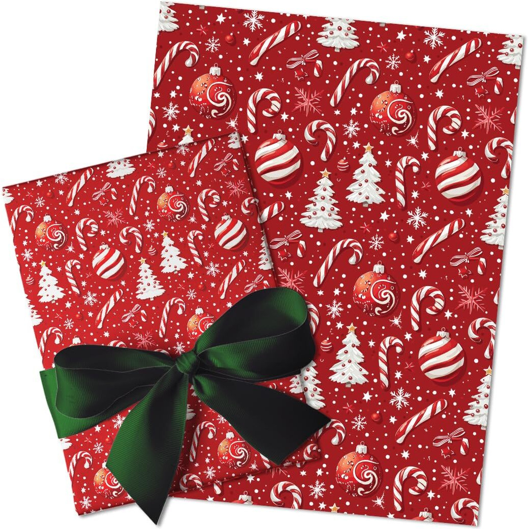 Festiko Merry Christmas Gift Wrapping Paper Sheets (Pack Of 10 Sheets - Print 2), Christmas Wrapping Paper, Christmas Theme Printed Wrapping Papers
