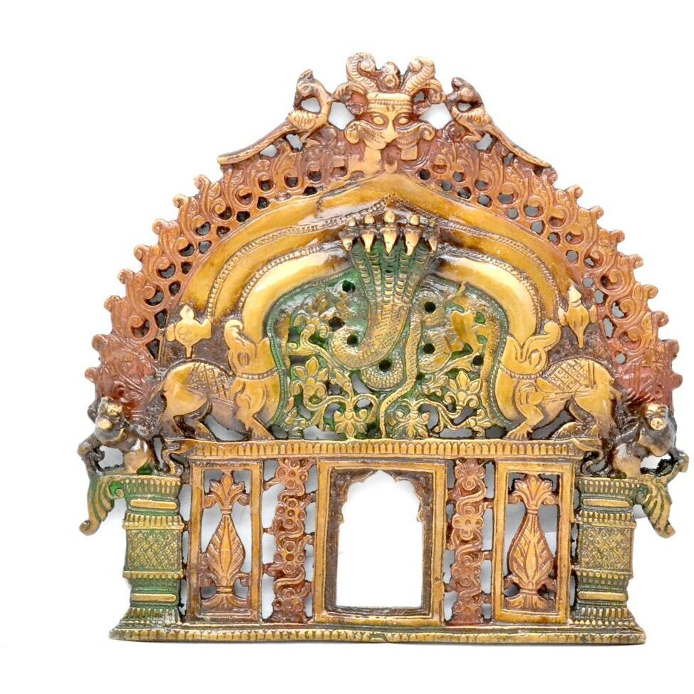 Two Moustaches Handcrafted Brass Prabhavali Wall Hanging (8.5 X 8 Inches, Multicolour)