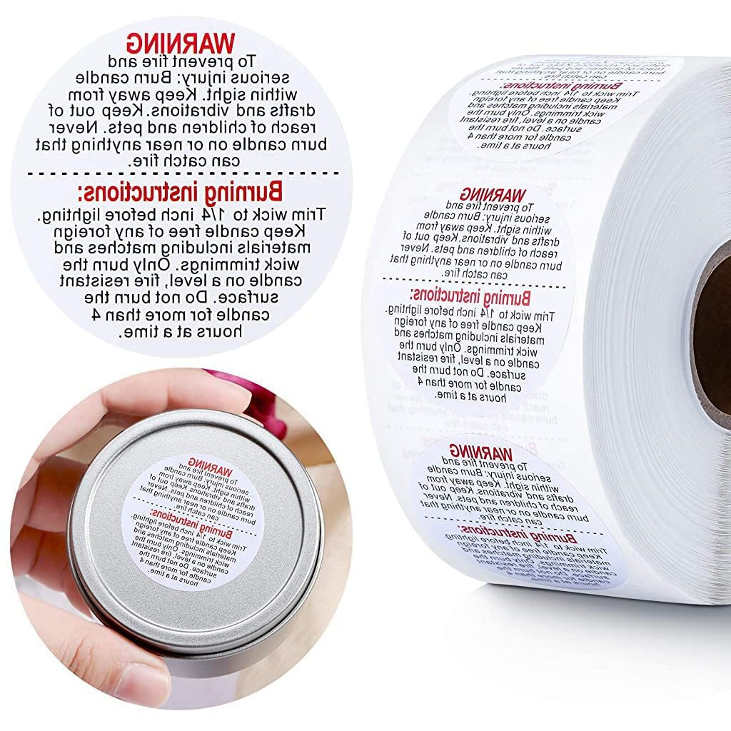 Elephantboat 500 Sheet Self Adhensive Warning Lable Sticker For Candle Jar,Scented Candle Self Safety Labels Decal For 1.5 Inch Making Diy Candle Jars,Handmade Candle