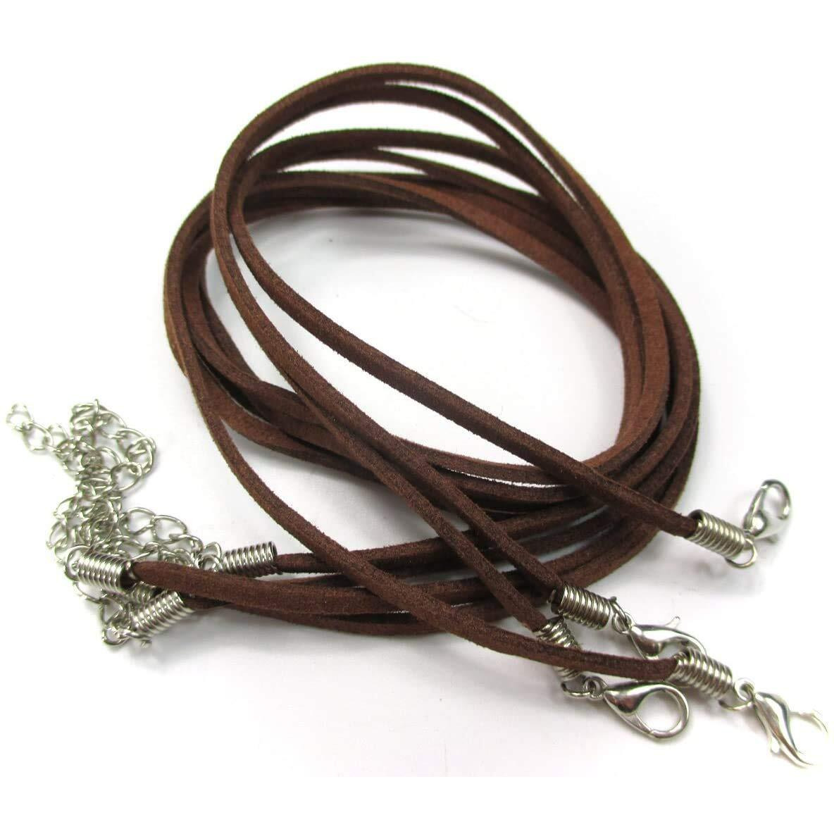 Omx Bulk Cord 10 Pieces, Suede Flat Leather 43Cm/17 Necklace Chain For Pendants Bracelet And Jewelry Charms Making. Thickness Leather Is 3X1.4Mm (Brown)