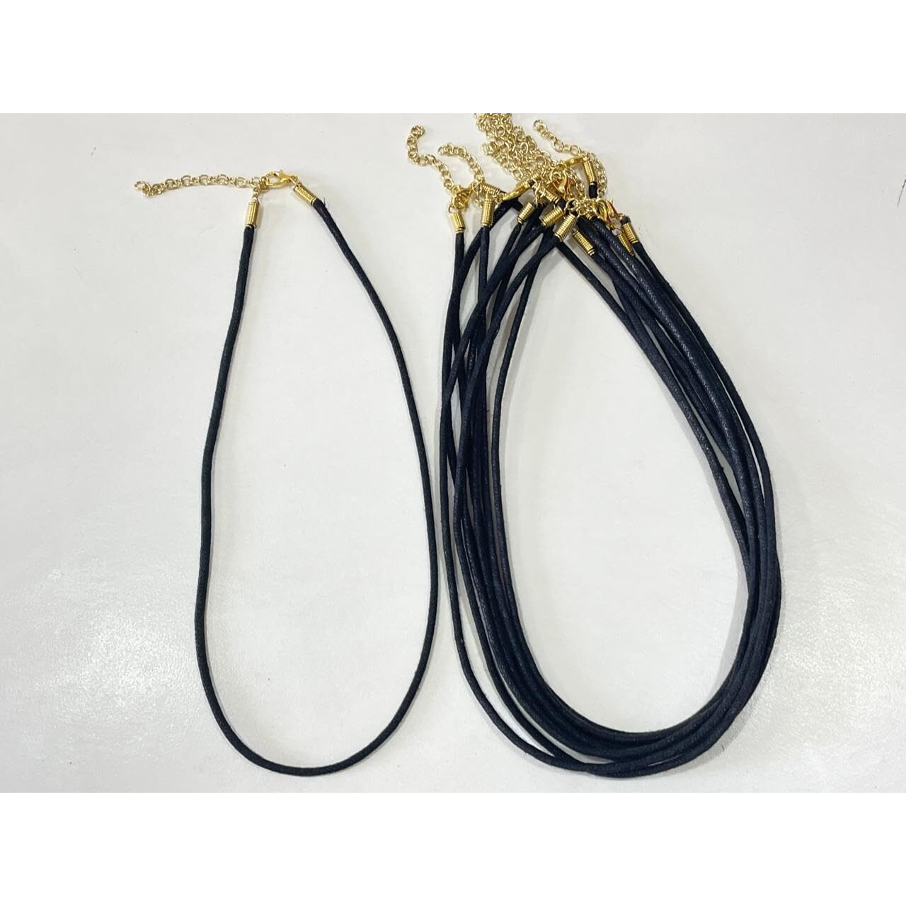Omx 2.5Mm Thick Waxed Cotton Necklace, 10 Pc, Chain With Lobster Claw Clasp For Pendants And Jewelry Charms Making. (17 Inch / 43 Cm Long, Black Colour With Golden Metal)