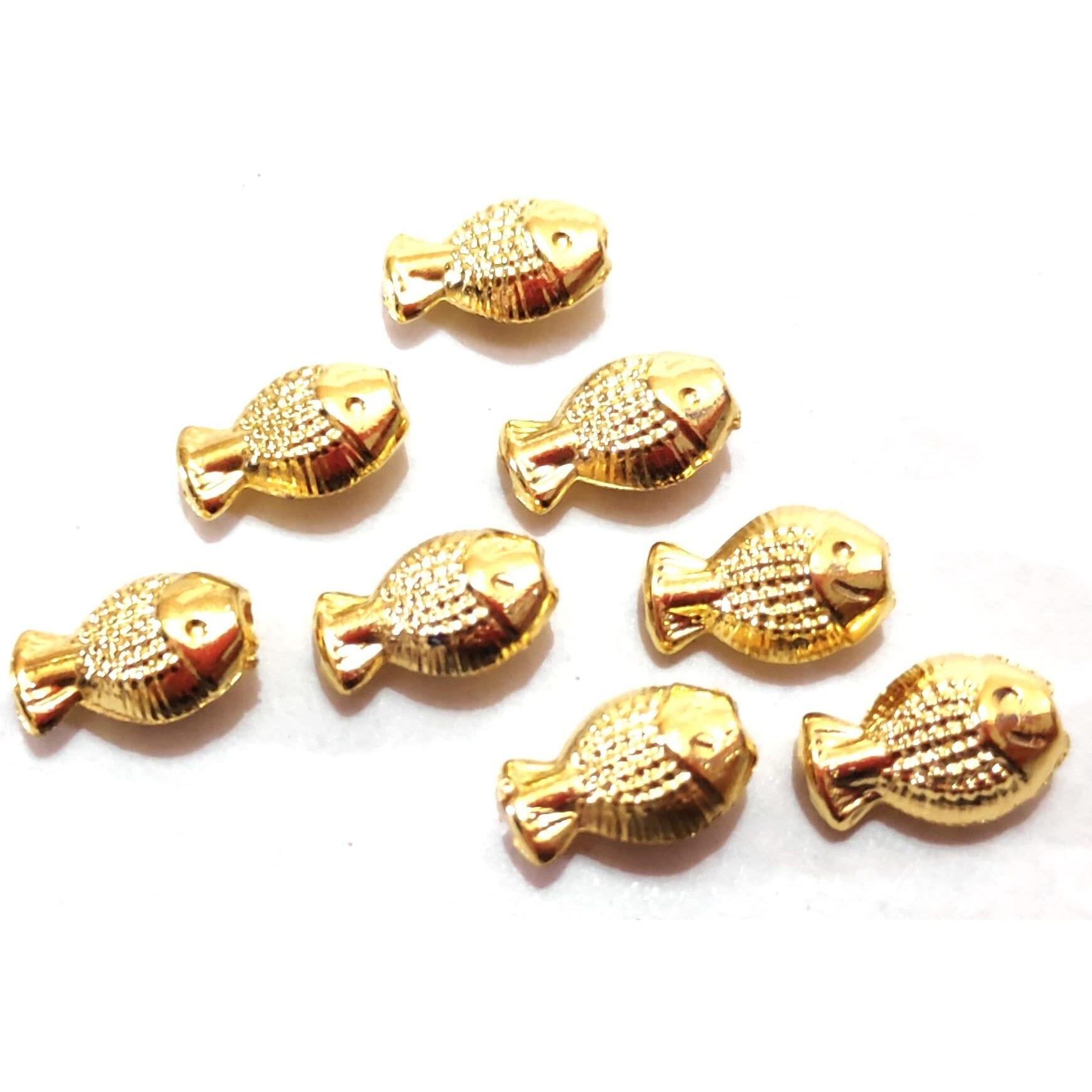 Get-Set-Go Golden Color Fish (300Pcs) 8Mm Plastic Beads For Jewellery Making, Arts And Crafts Work, Necklace, Bracelet Earring Diy Kit (Fish Small)